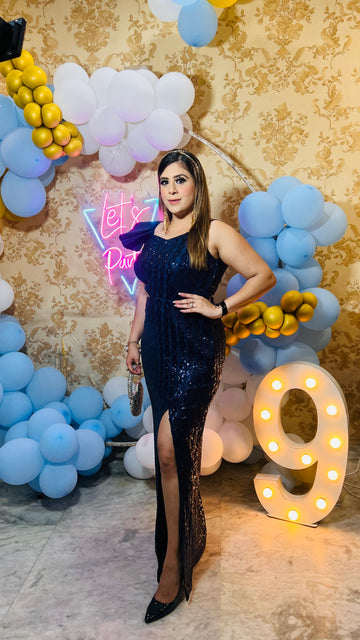 Navy Blue Chain Sequin