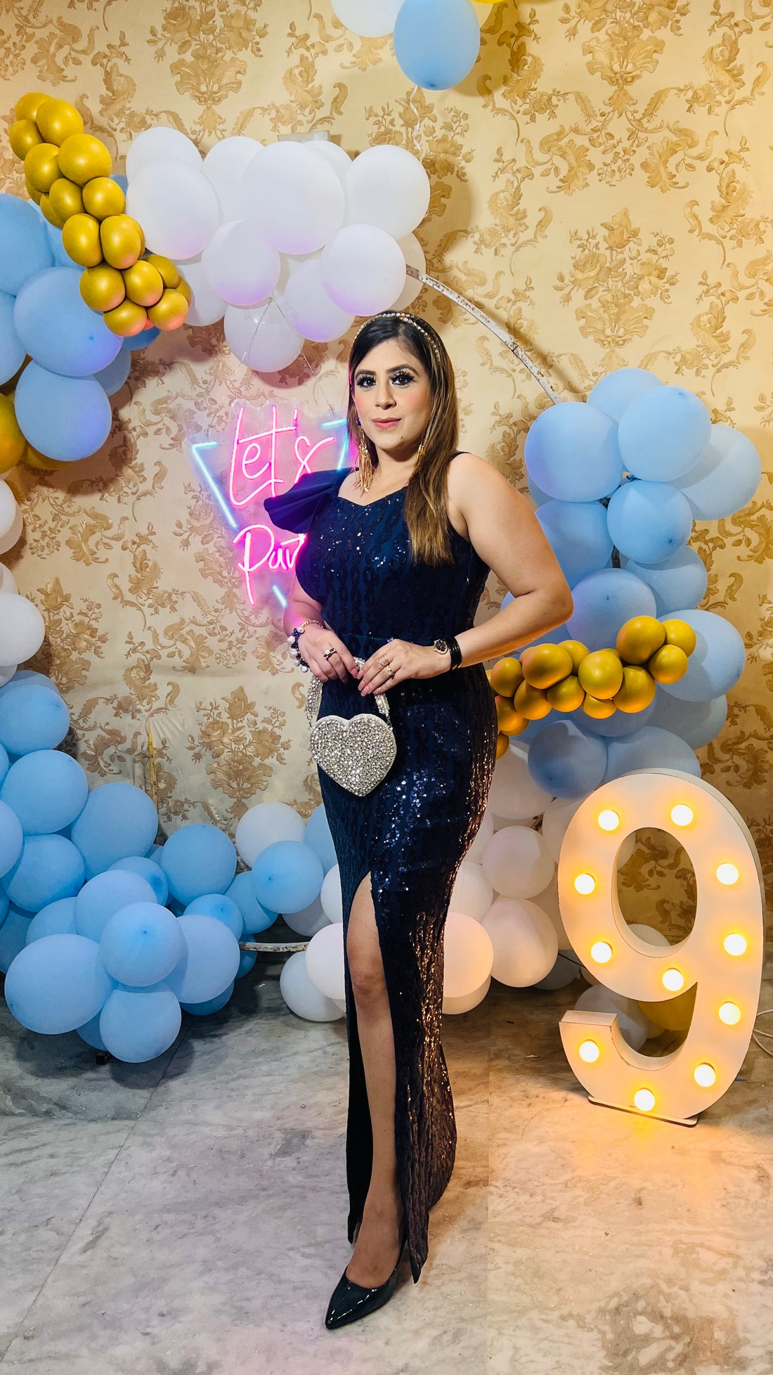 Navy Blue Chain Sequin