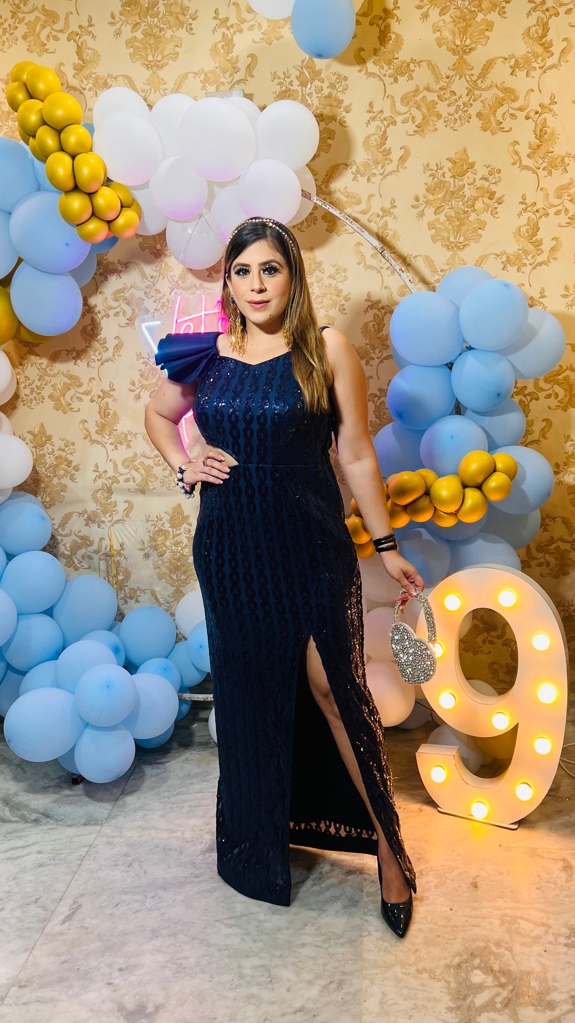 Navy Blue Chain Sequin
