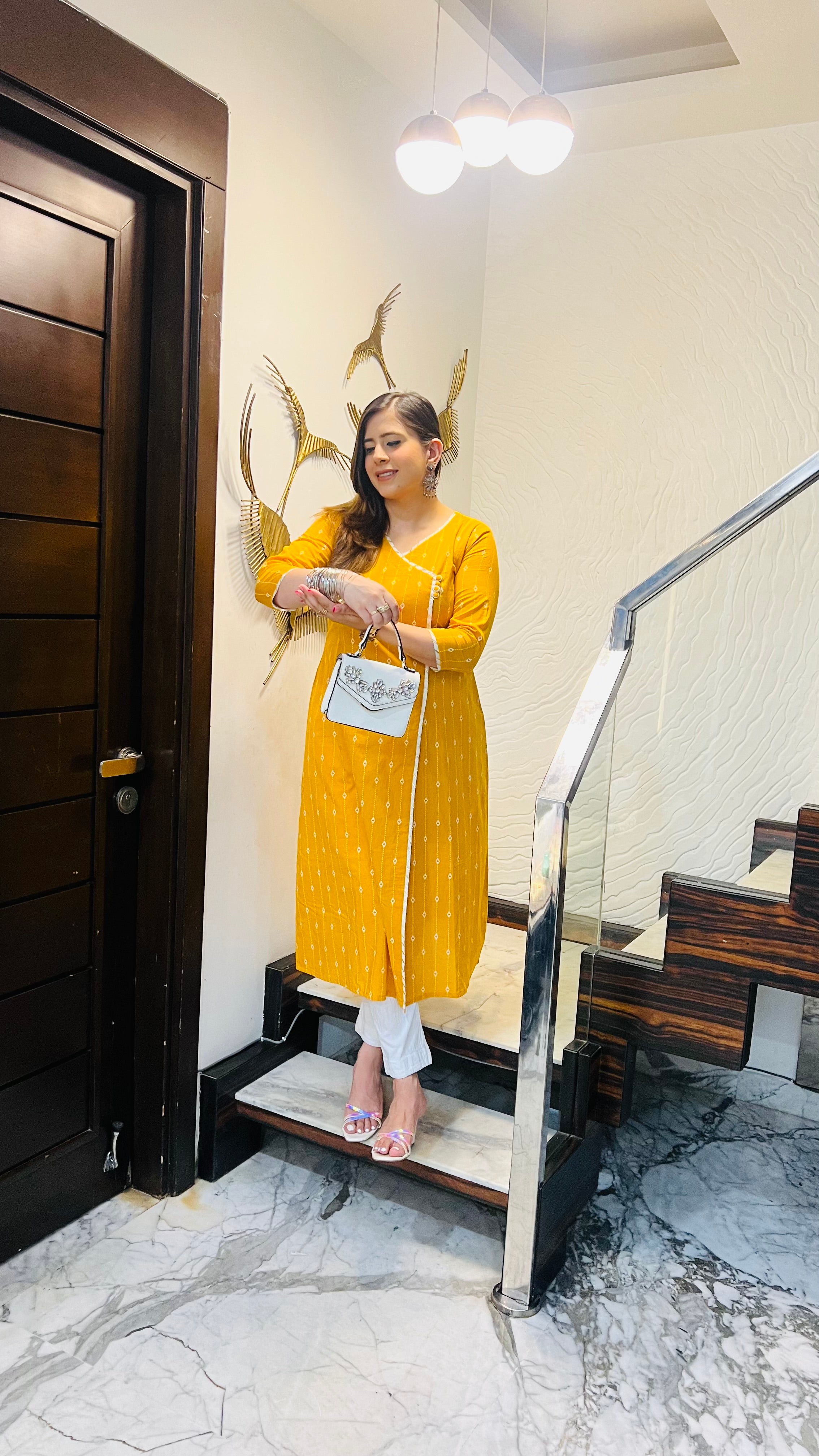 Angrakha In Yellow Kurti
