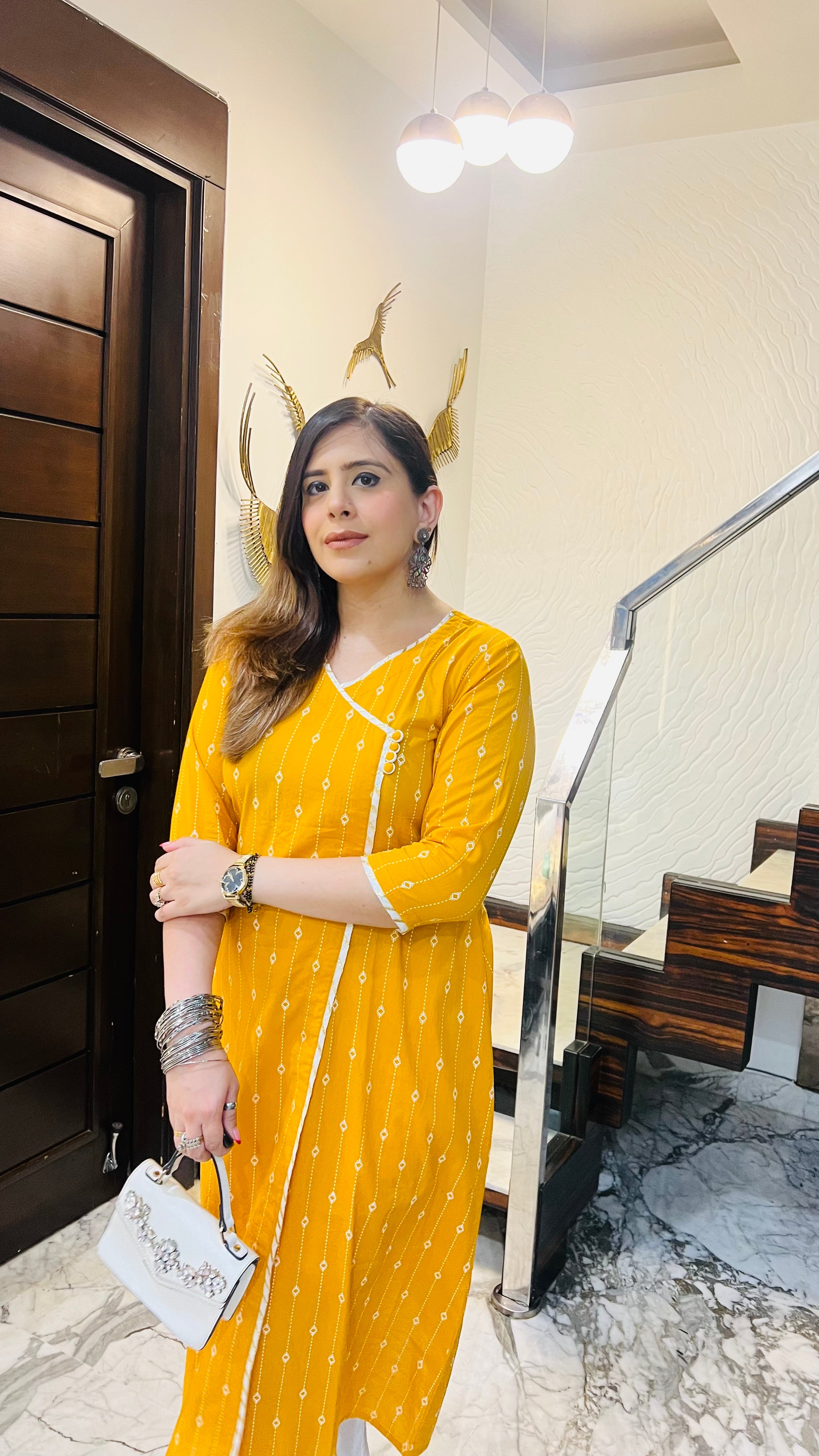 Angrakha In Yellow Kurti