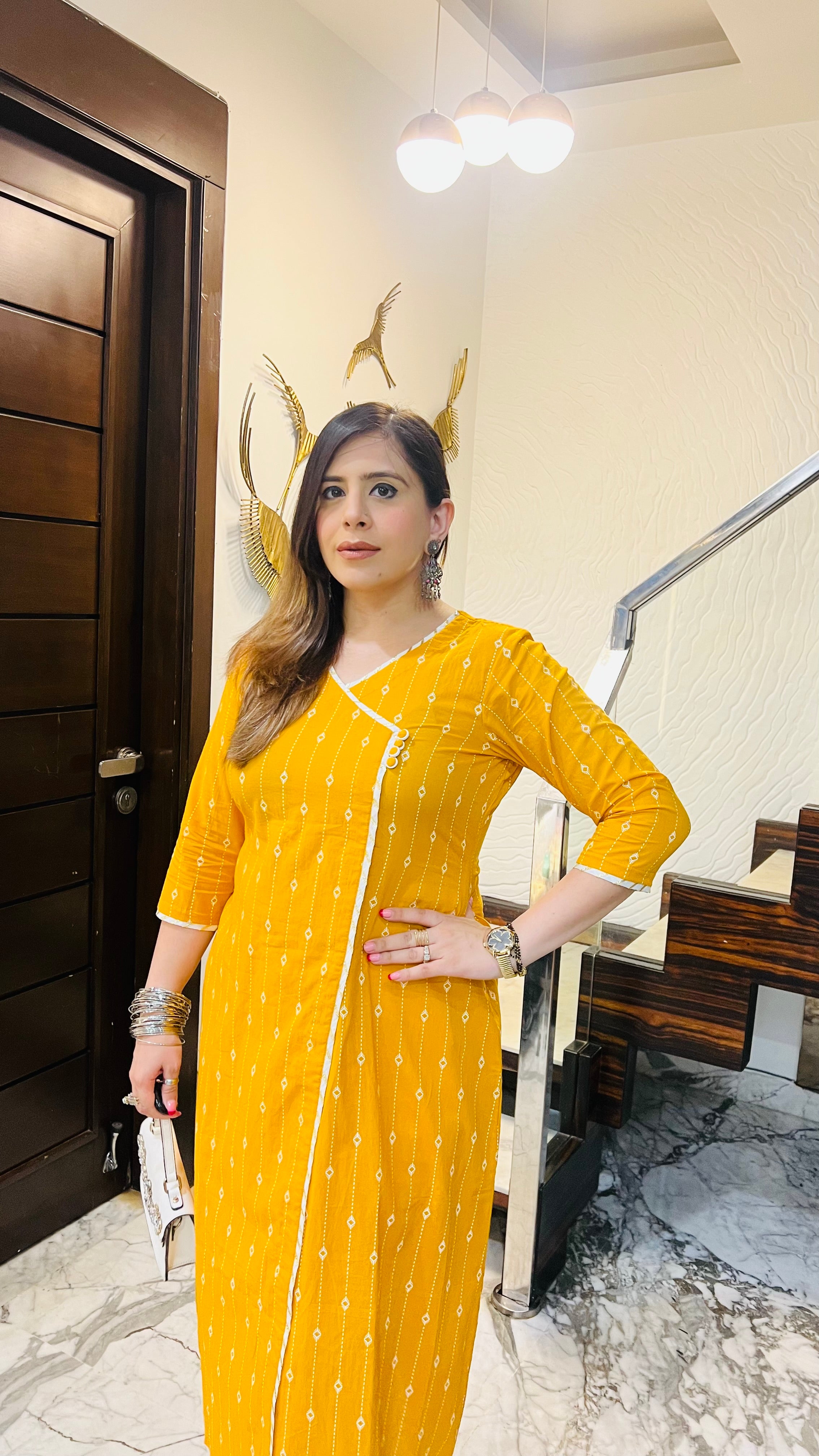 Angrakha In Yellow Kurti