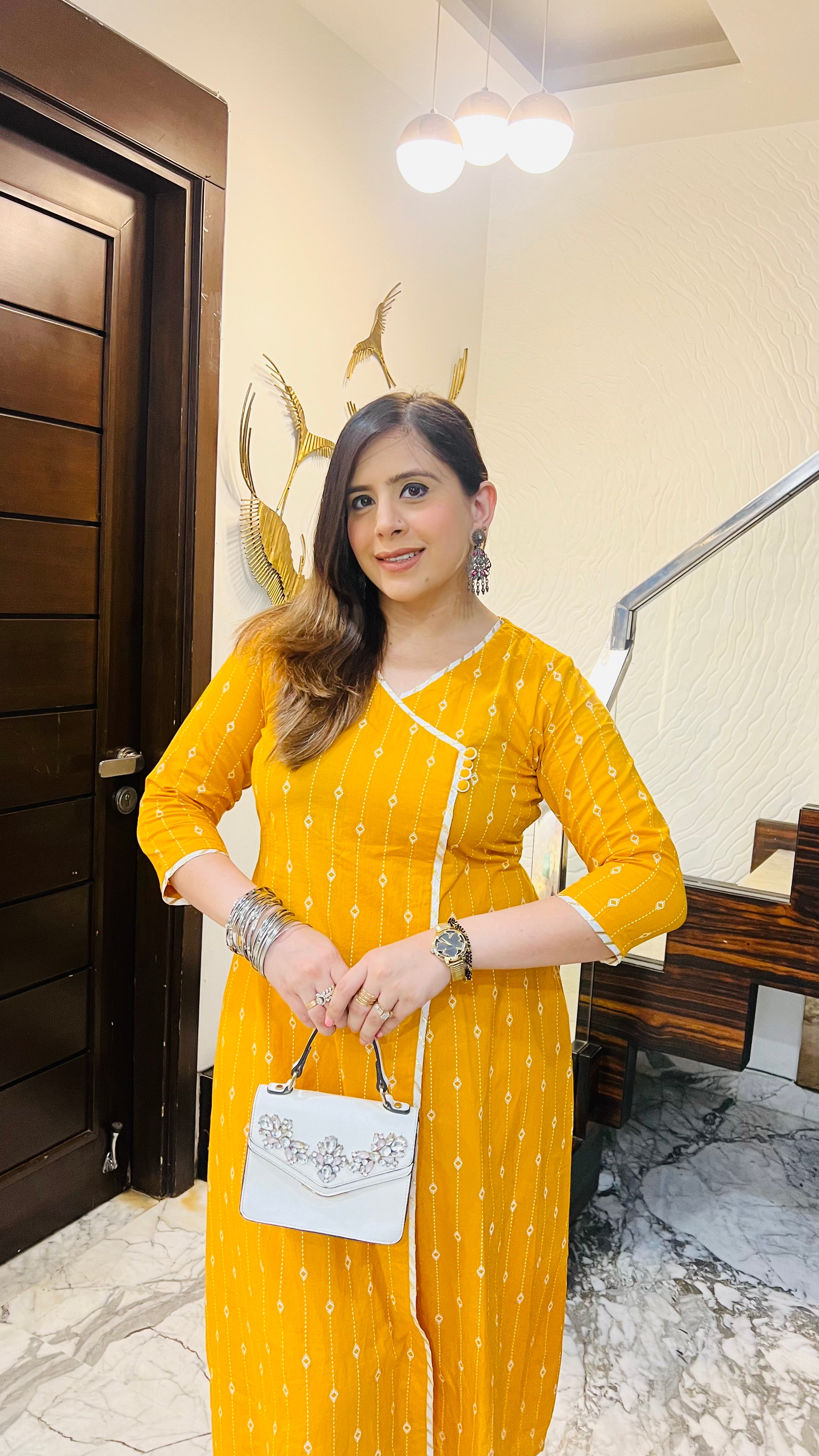 Angrakha In Yellow Kurti