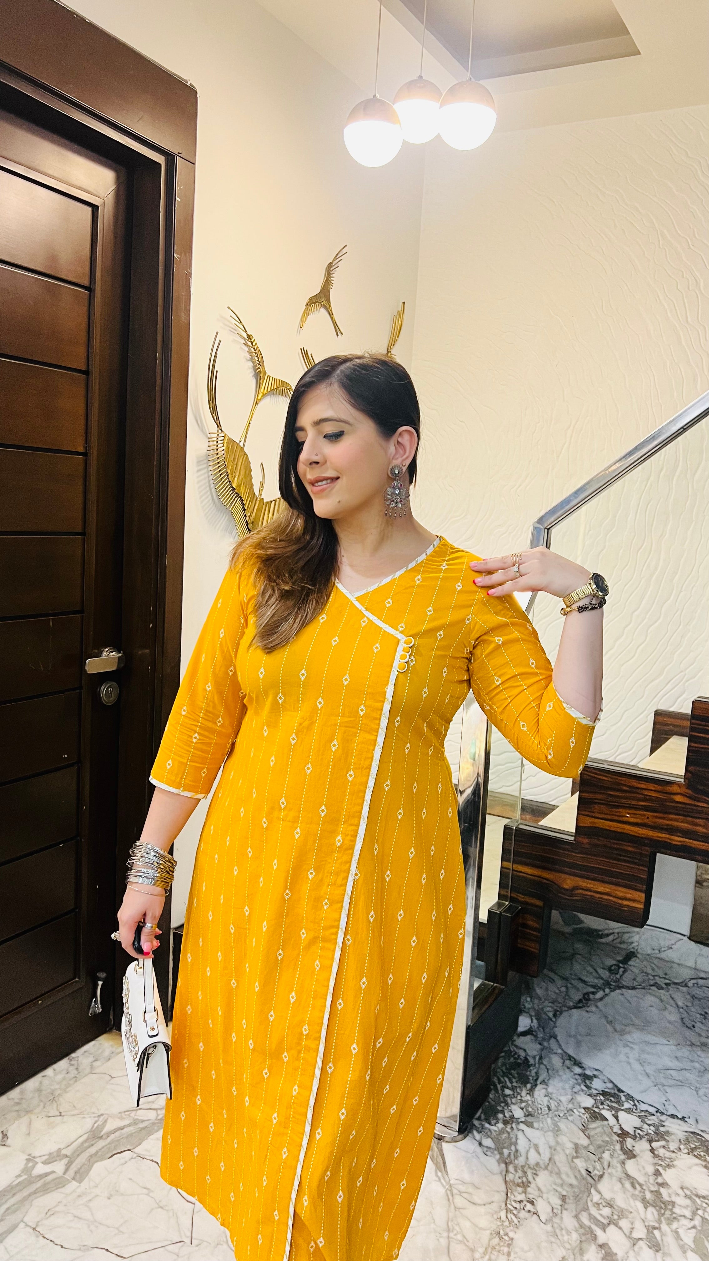 Angrakha In Yellow Kurti