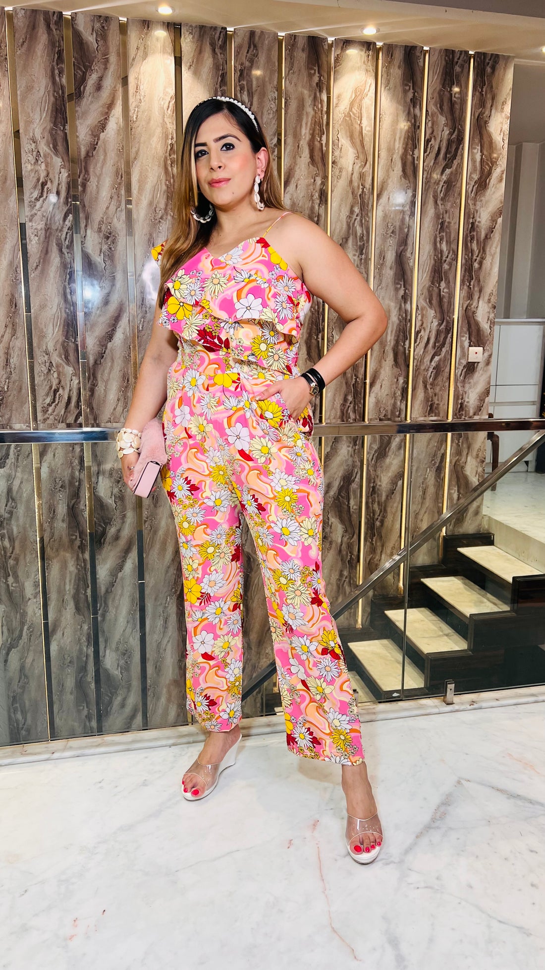 Pink Floral Jumpsuit