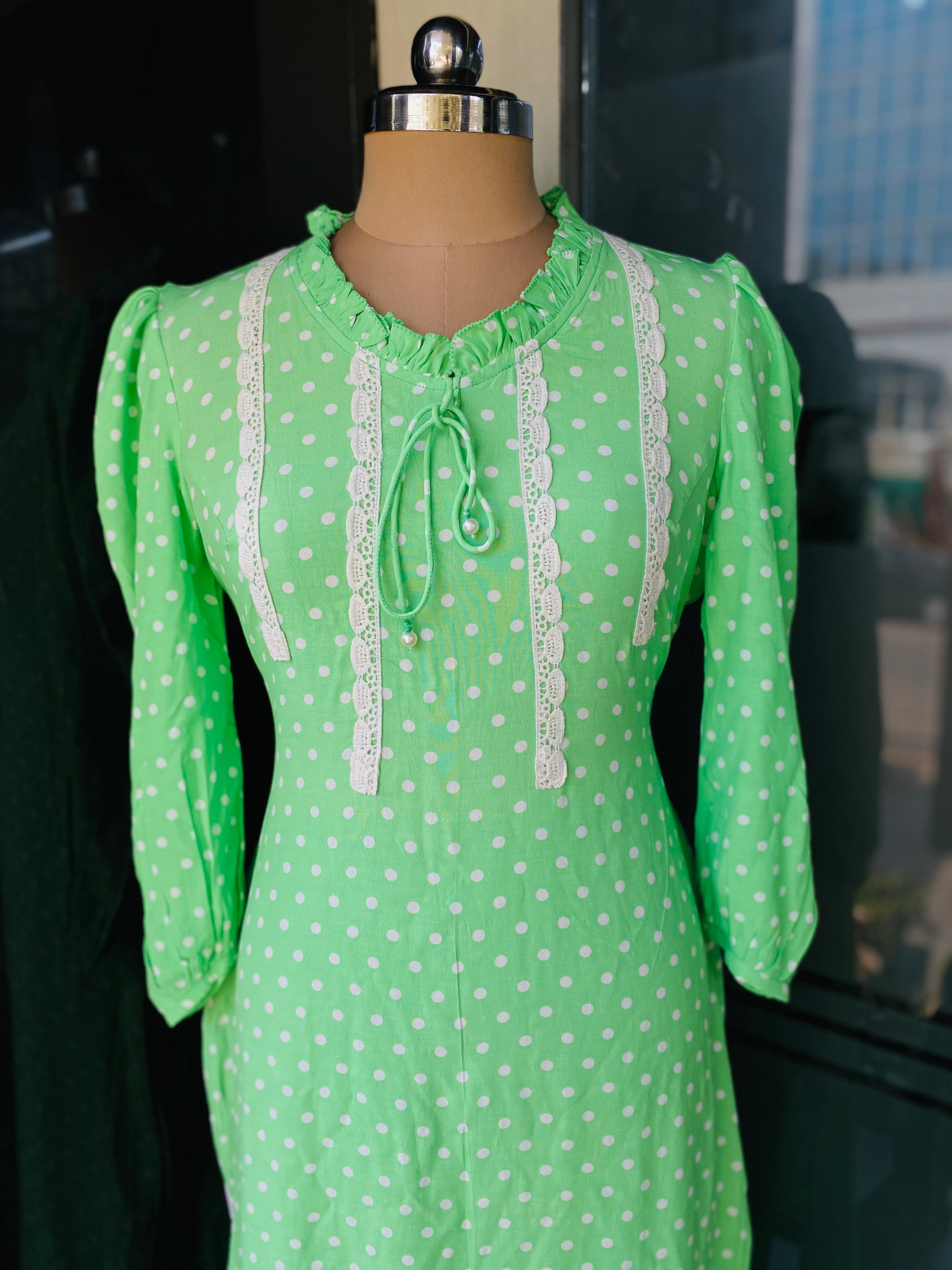 Green Polka Dot Summer Kurti
