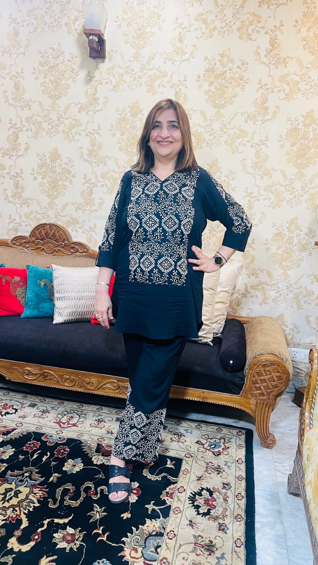 Black Embroidered Co ord