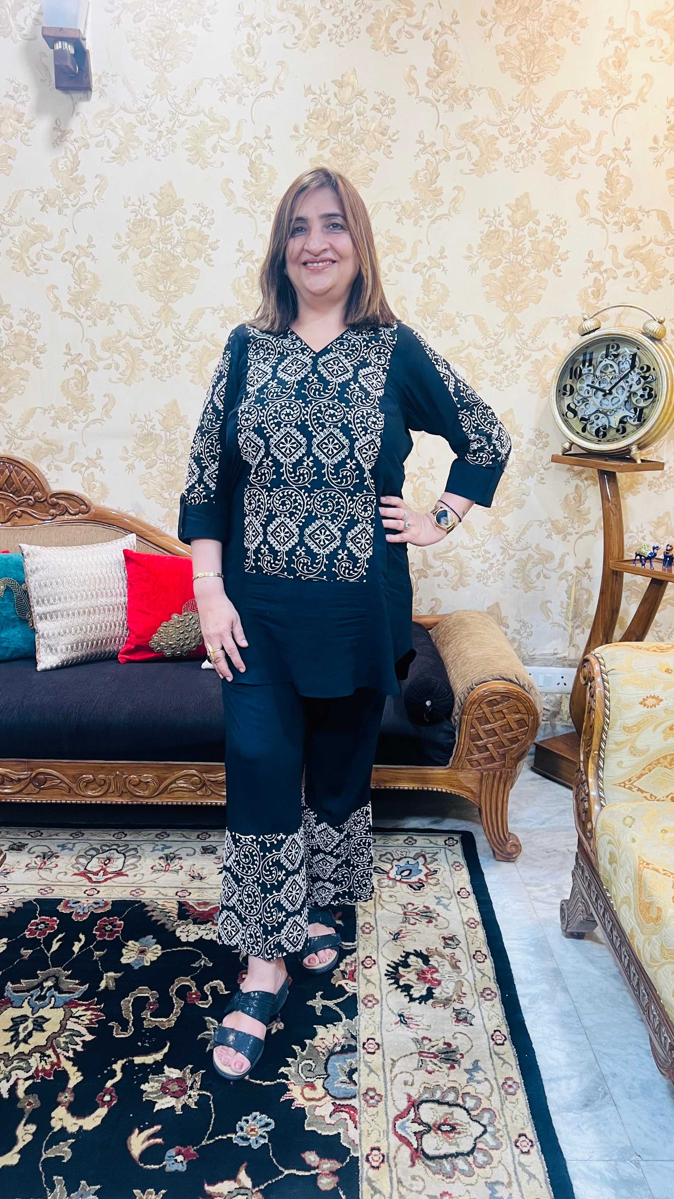 Black Embroidered Co ord