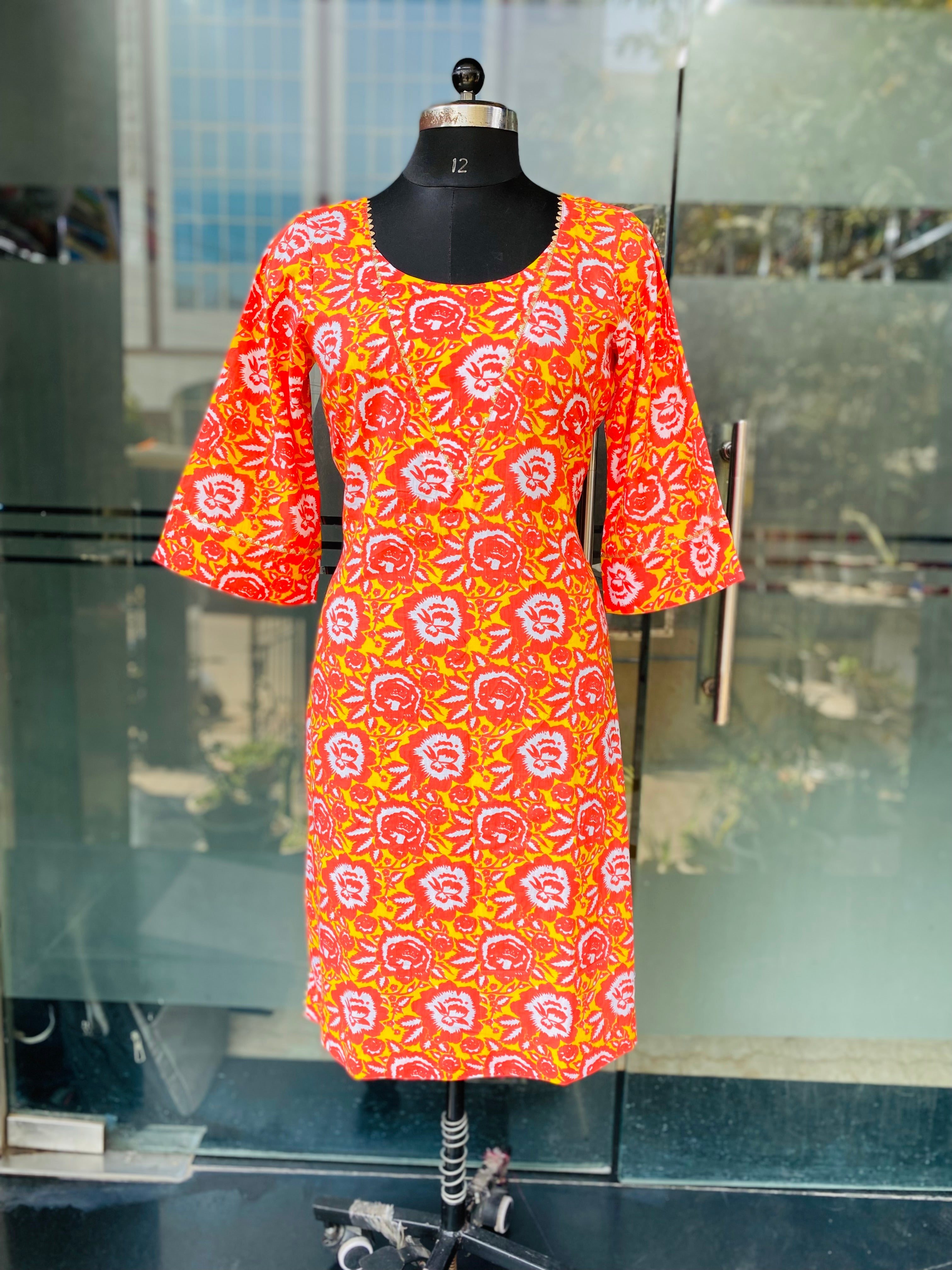 Orange Cotton Kurti