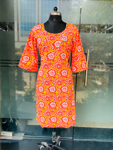 Orange Cotton Kurti