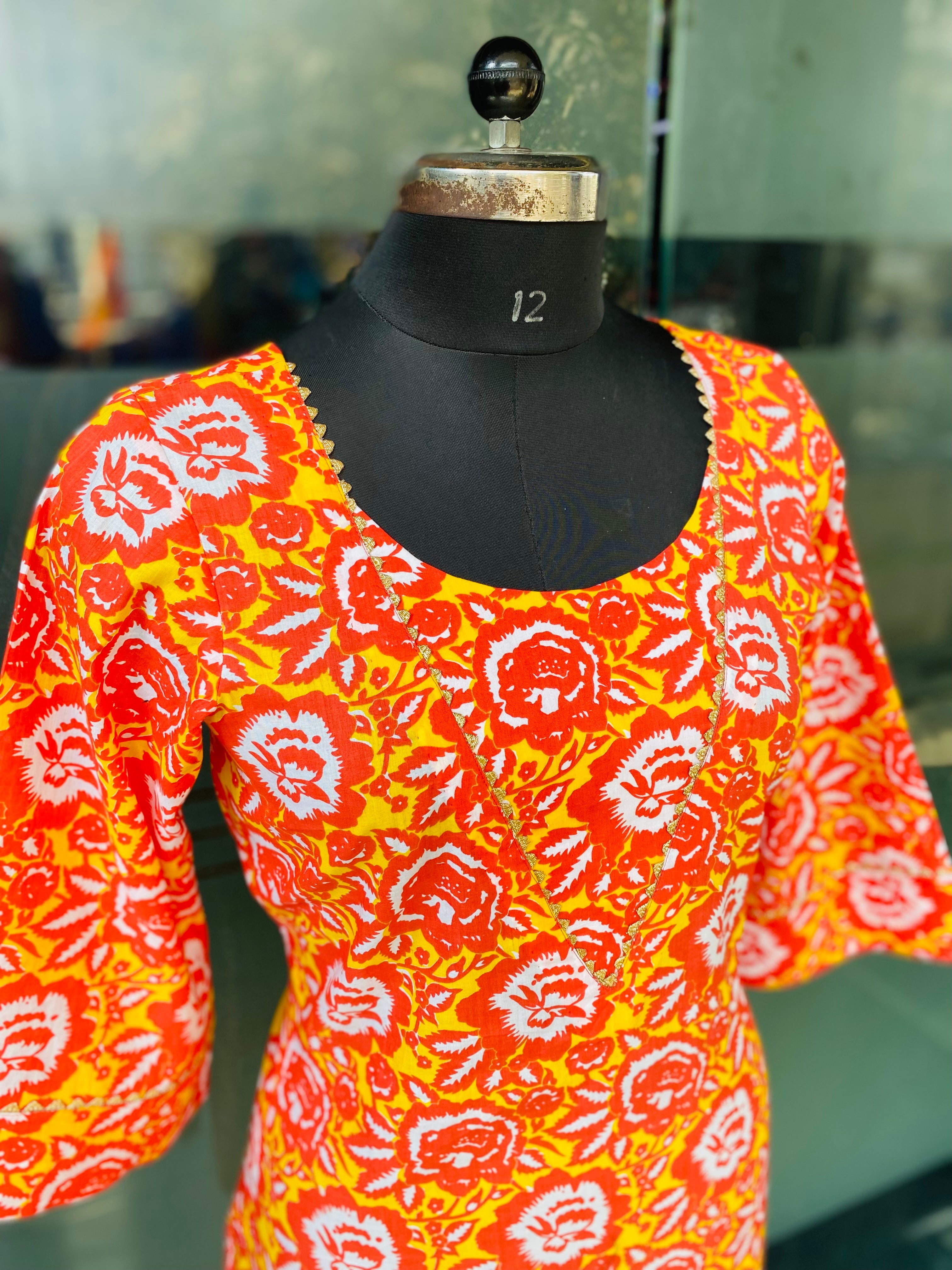 Orange Cotton Kurti
