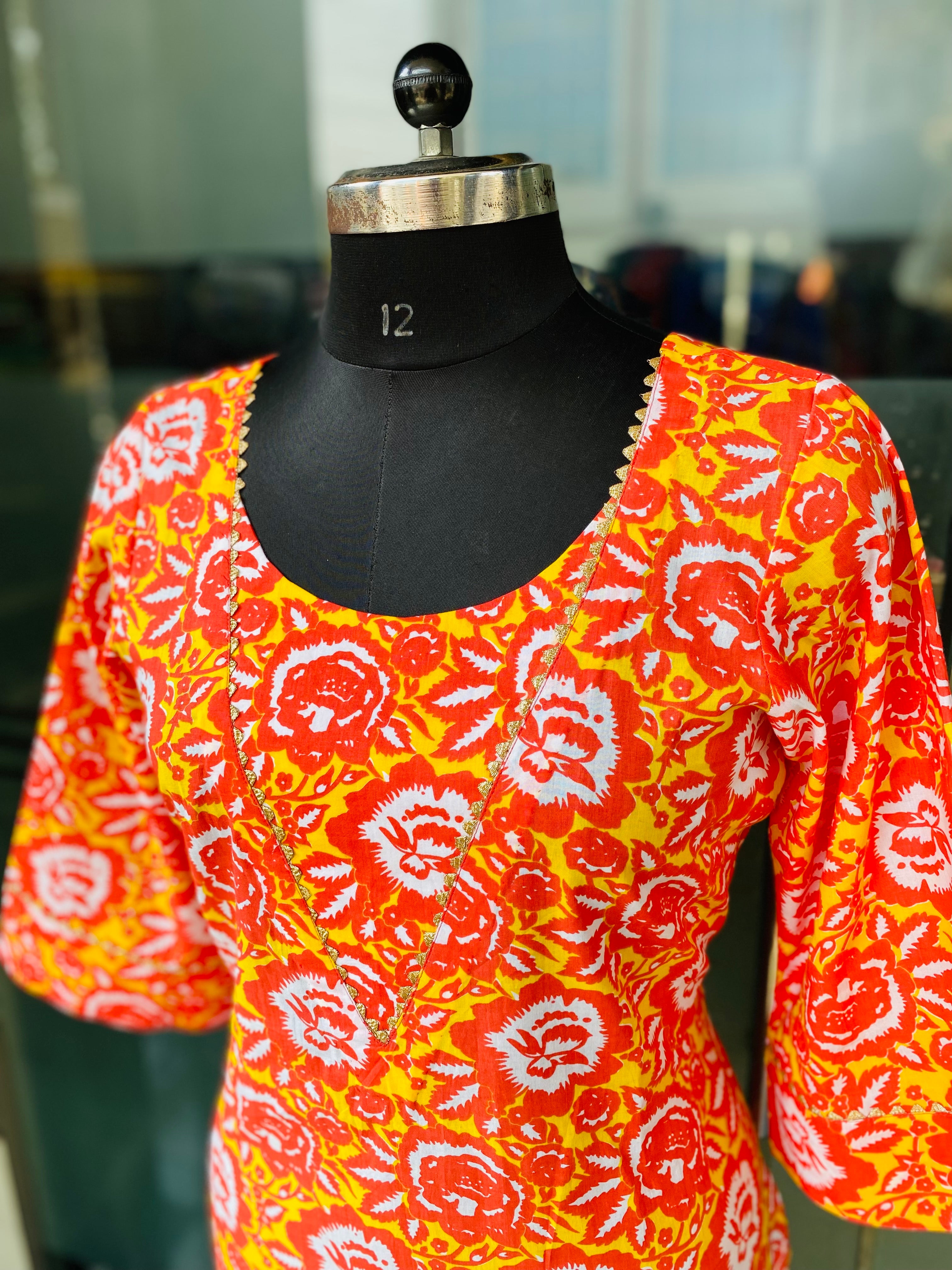 Orange Cotton Kurti