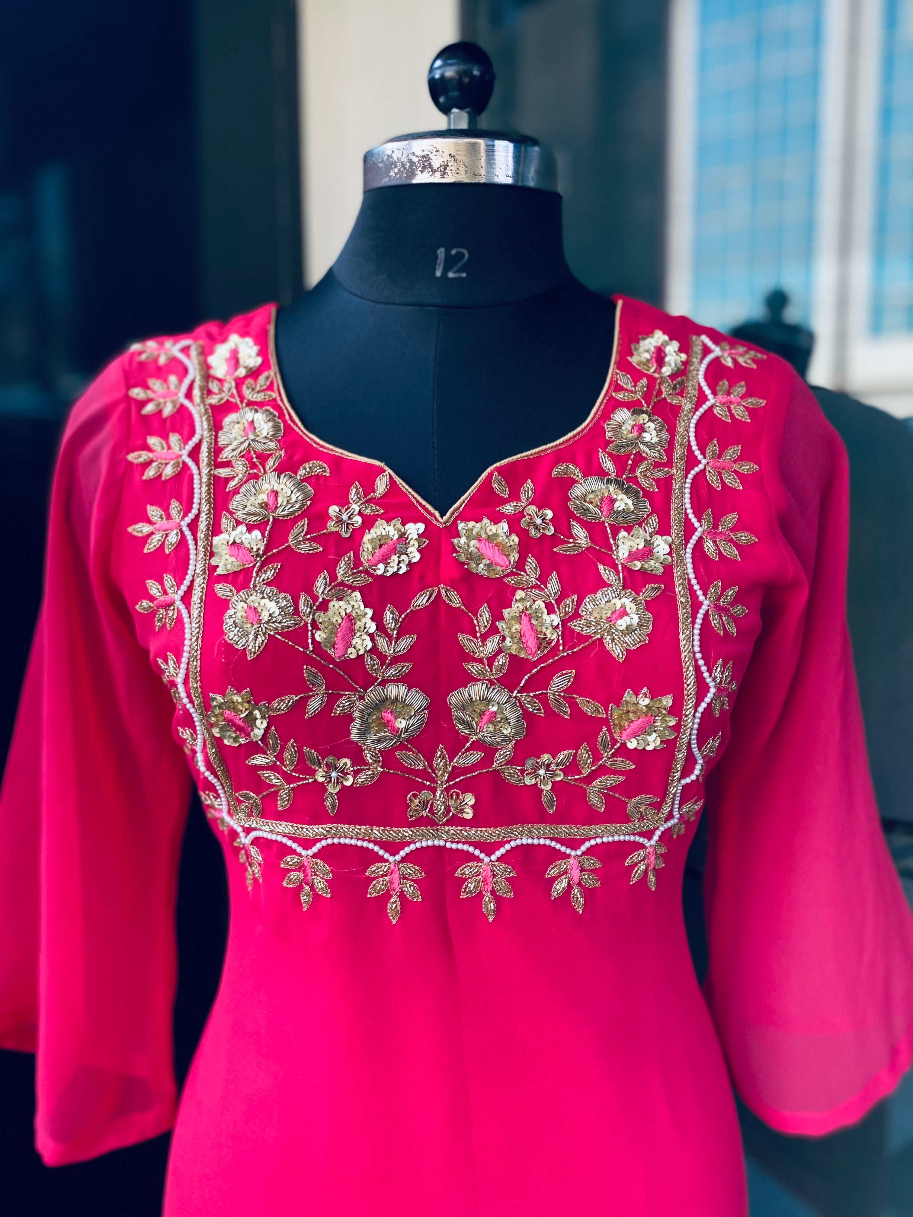 Pink Embroidered Kurti