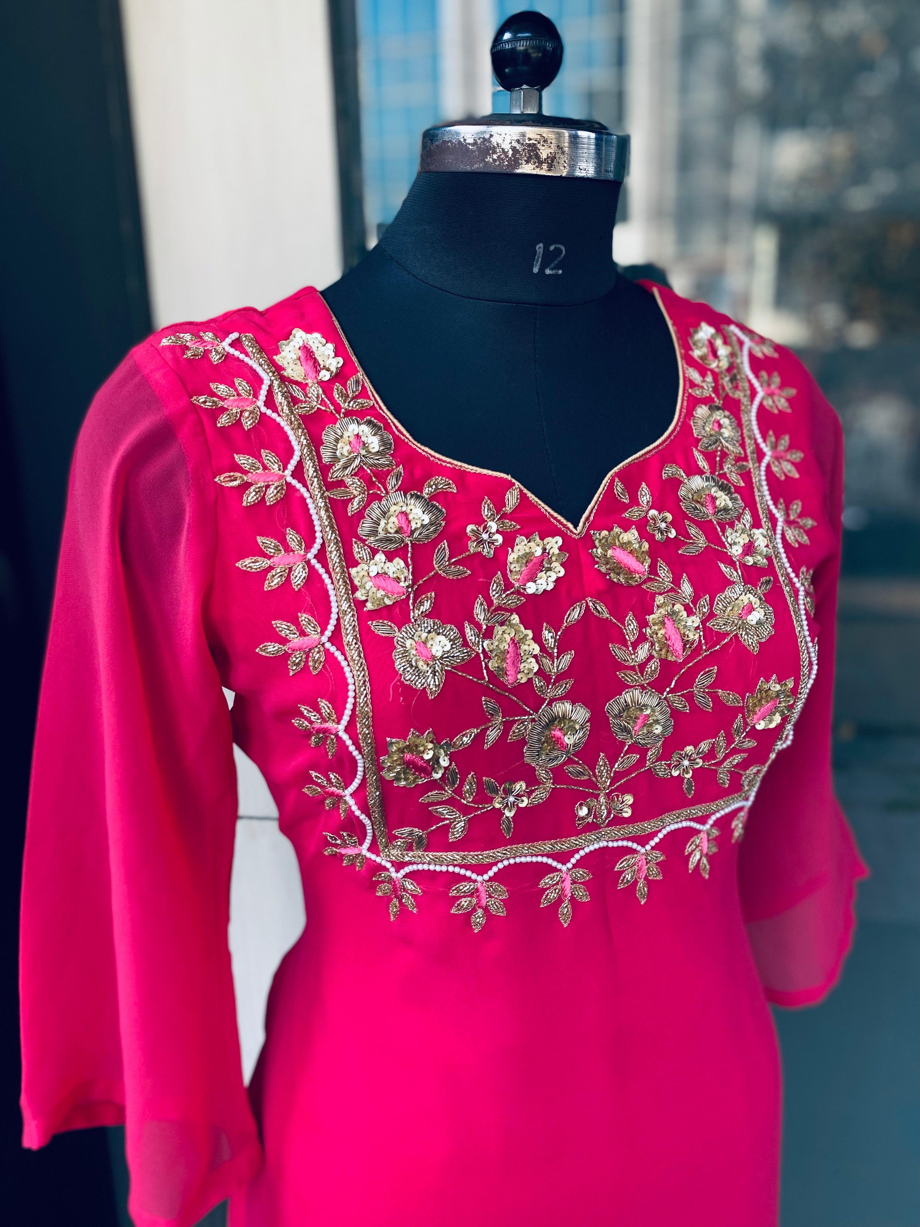 Pink Embroidered Kurti