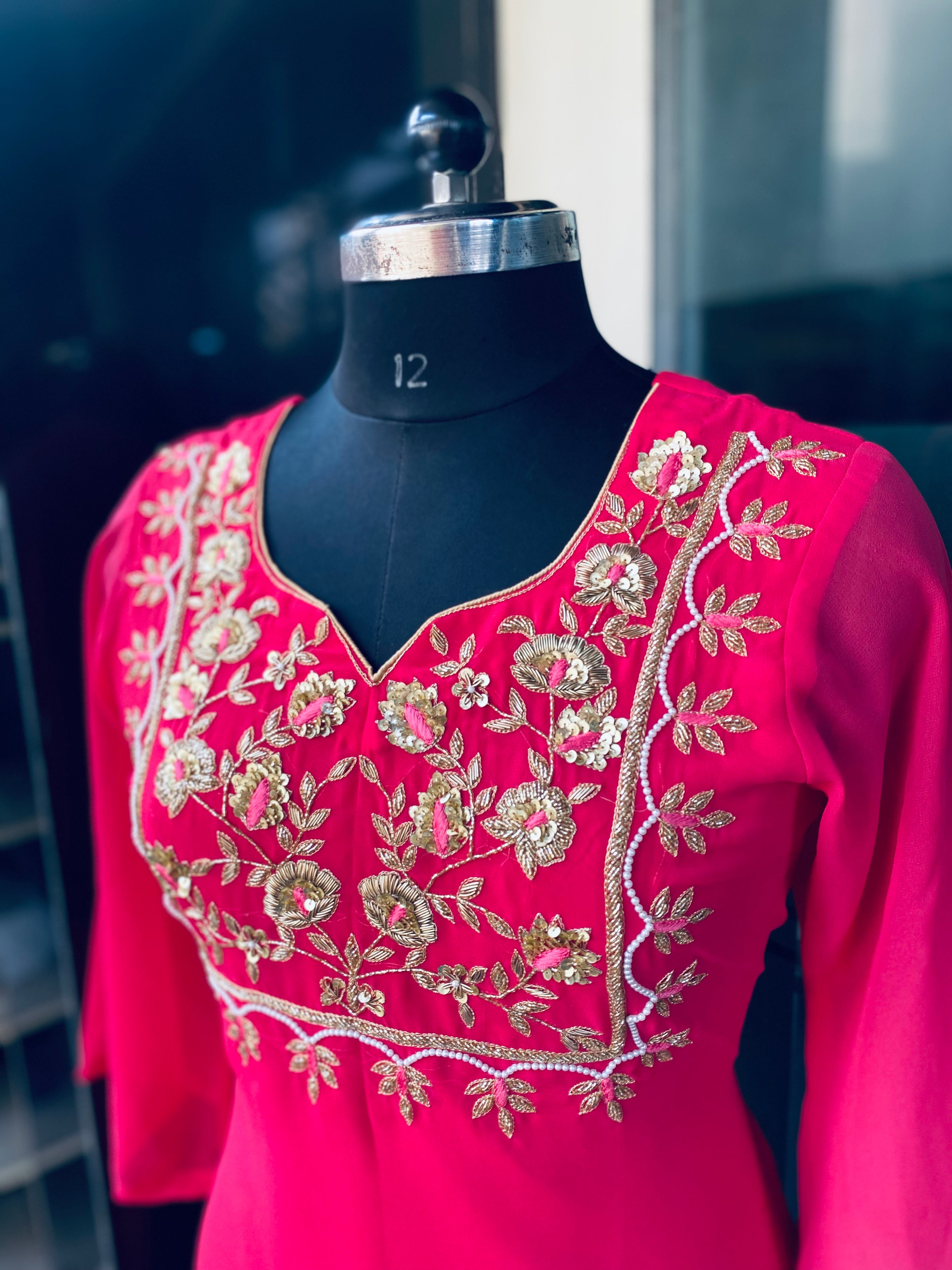 Pink Embroidered Kurti