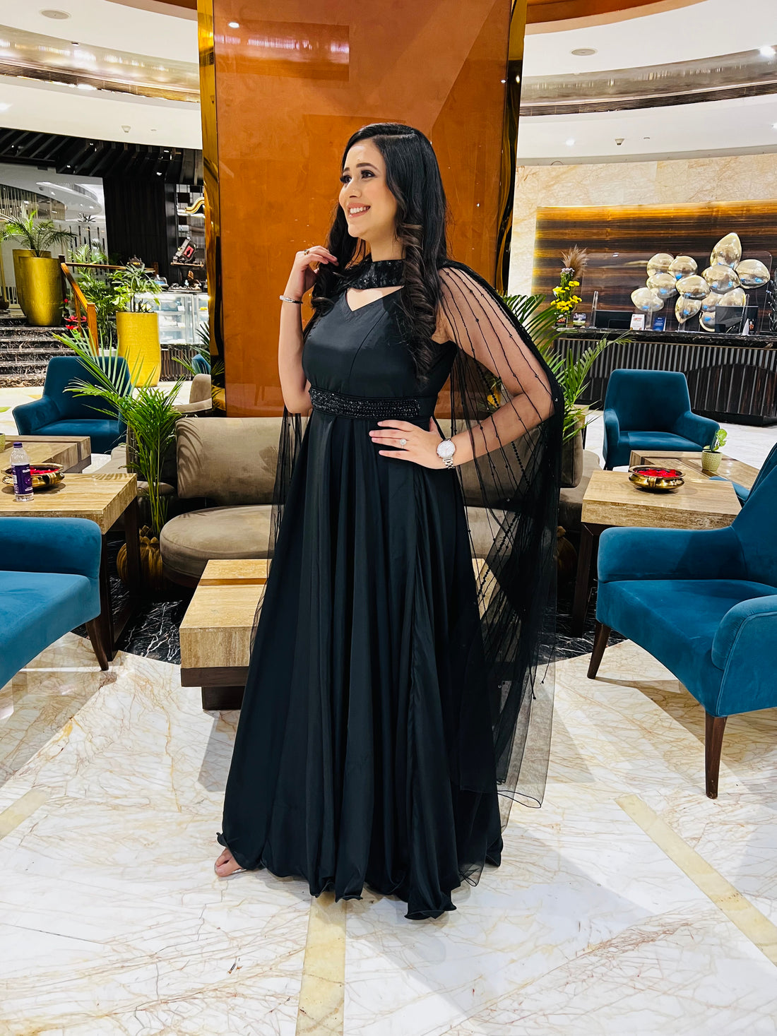 Black Embroidered Gown