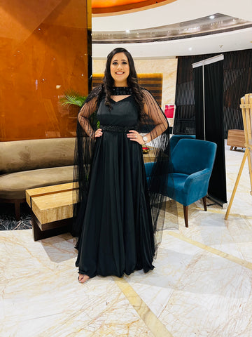 Black Embroidered Gown