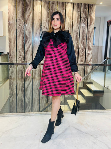 Pink HoundstoothÂ Dress