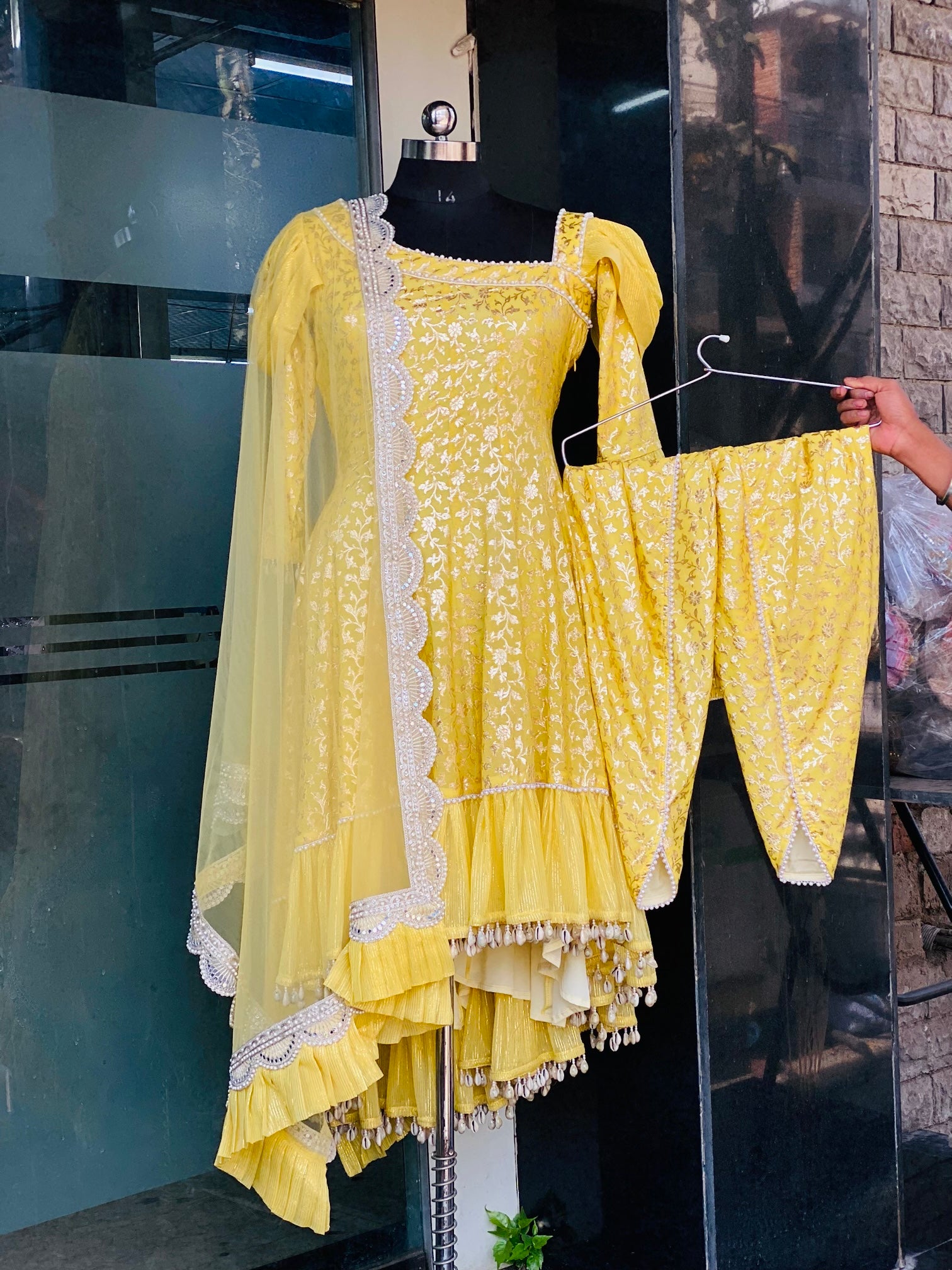Lemon Yellow Dhoti Suit