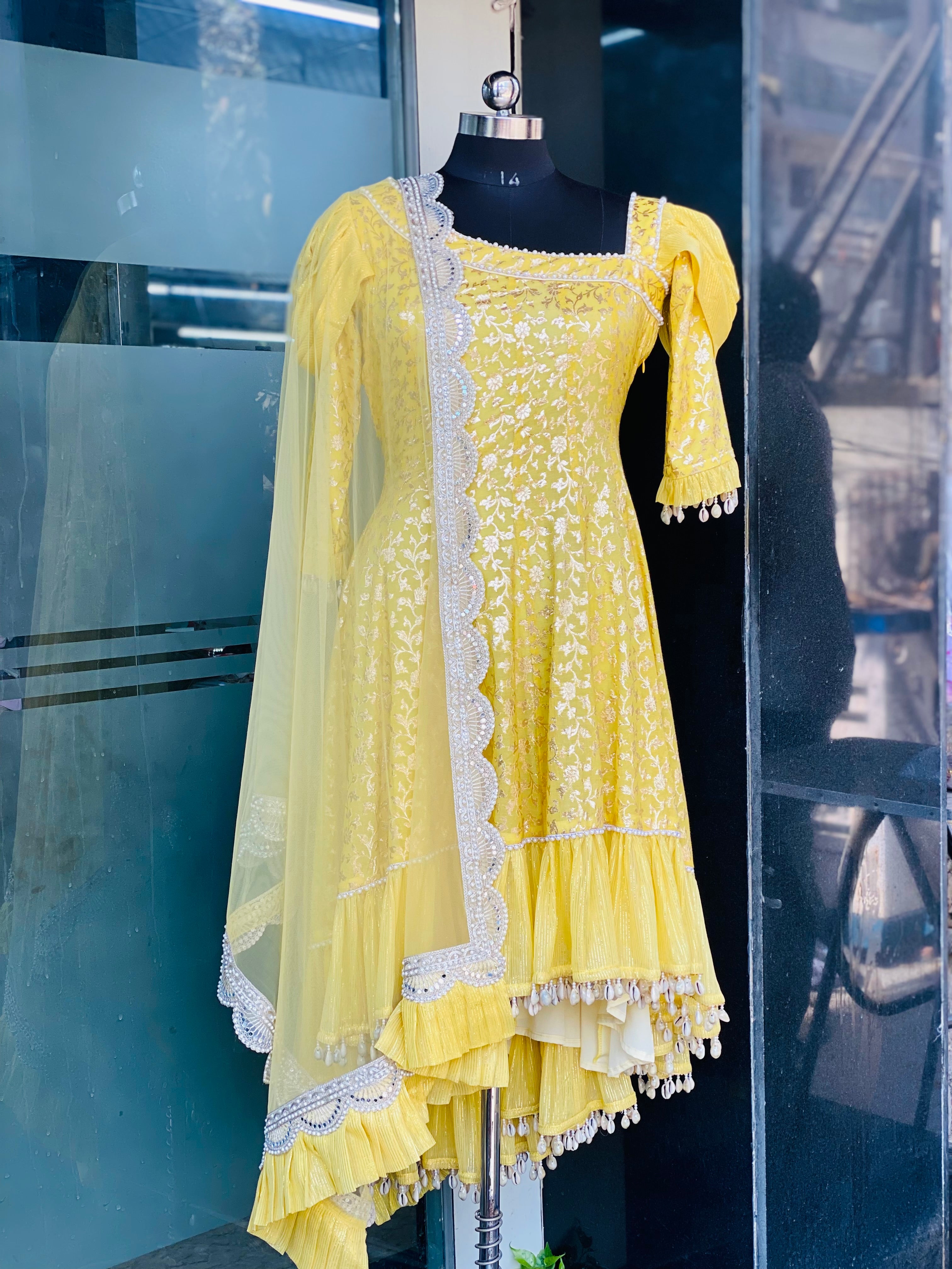 Lemon Yellow Dhoti Suit