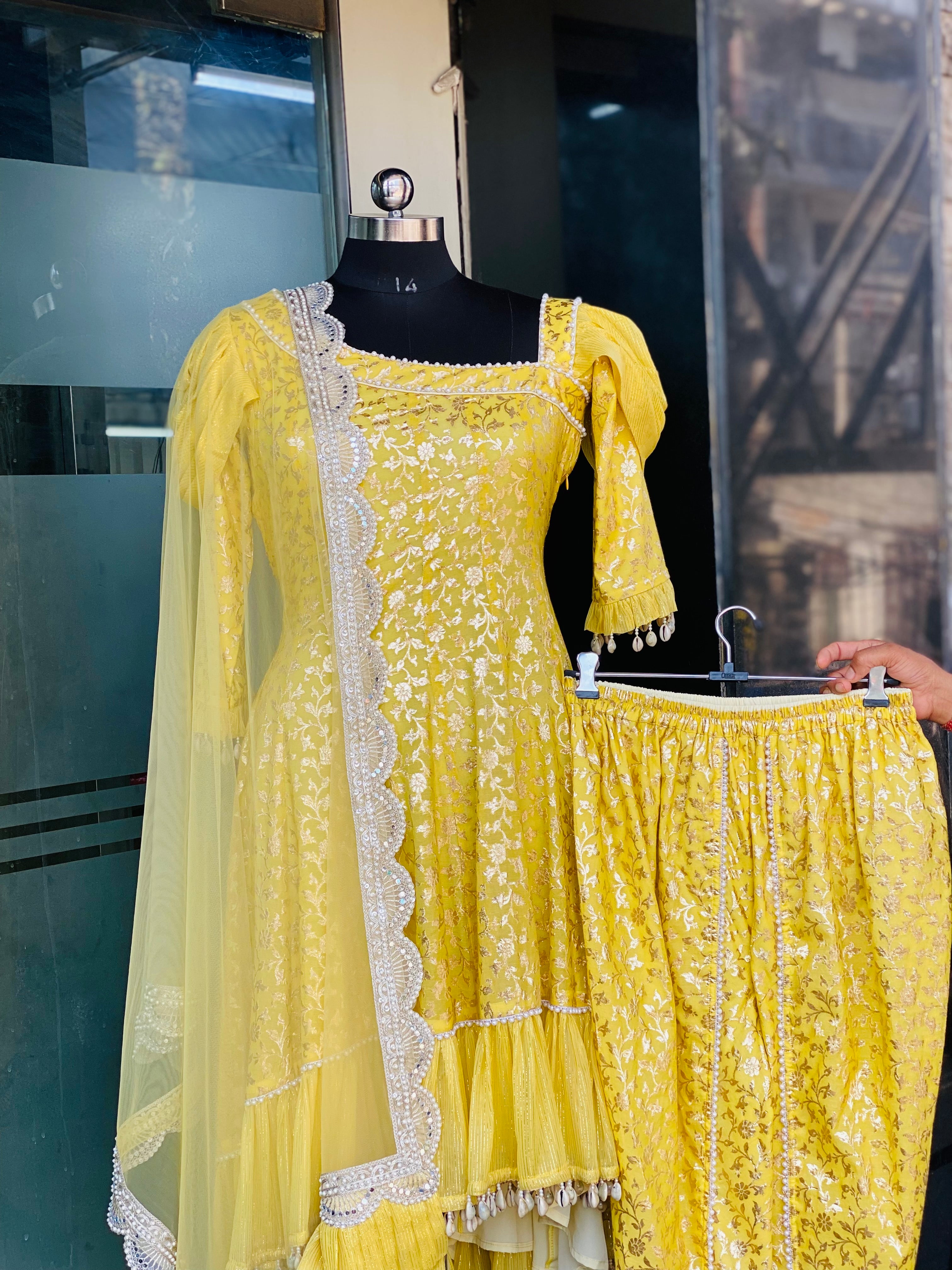 Lemon Yellow Dhoti Suit