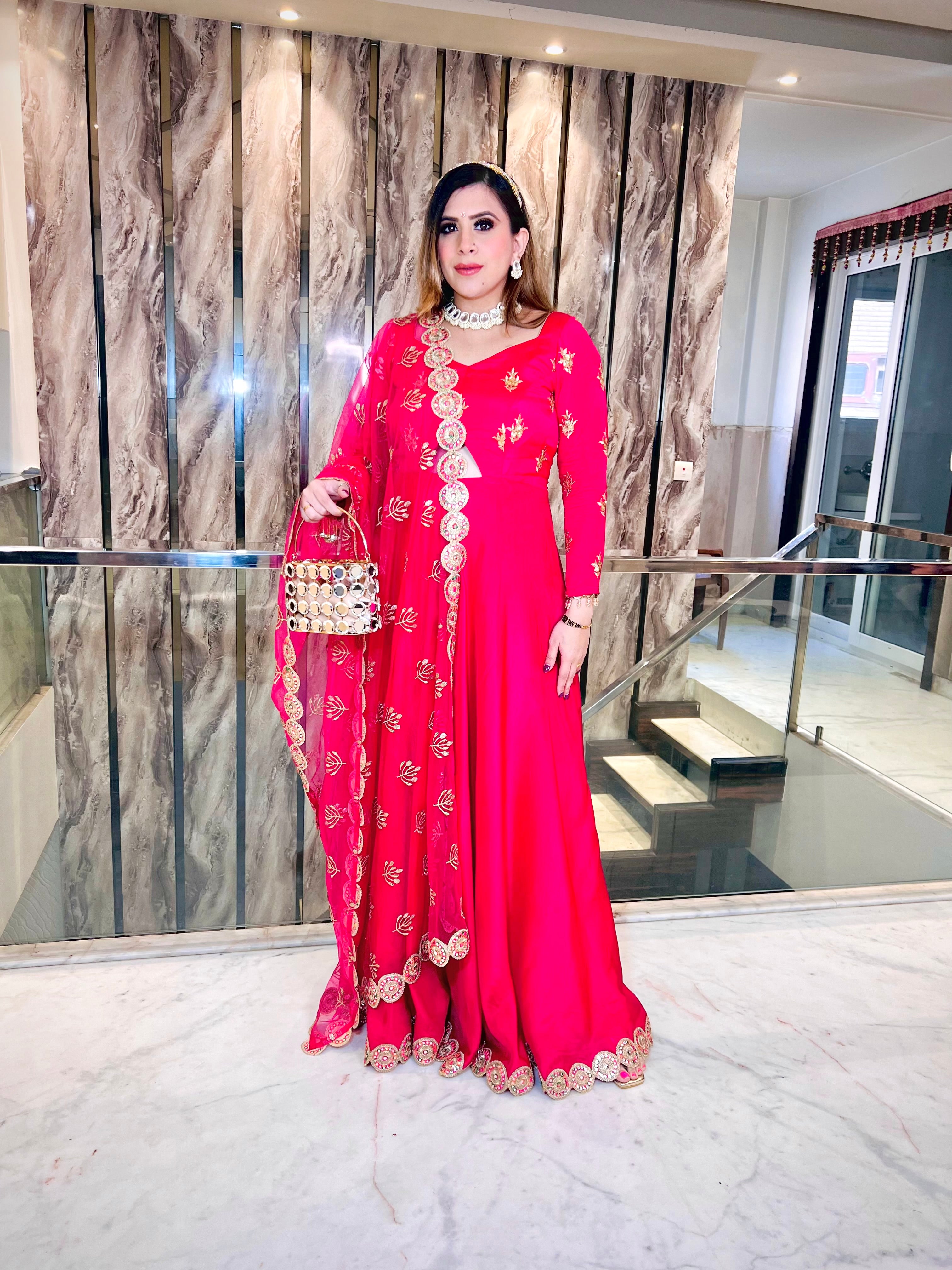 Hot Pink Crepe Anarkali