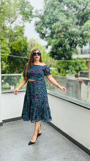 Teal Cheetah Midi Dress