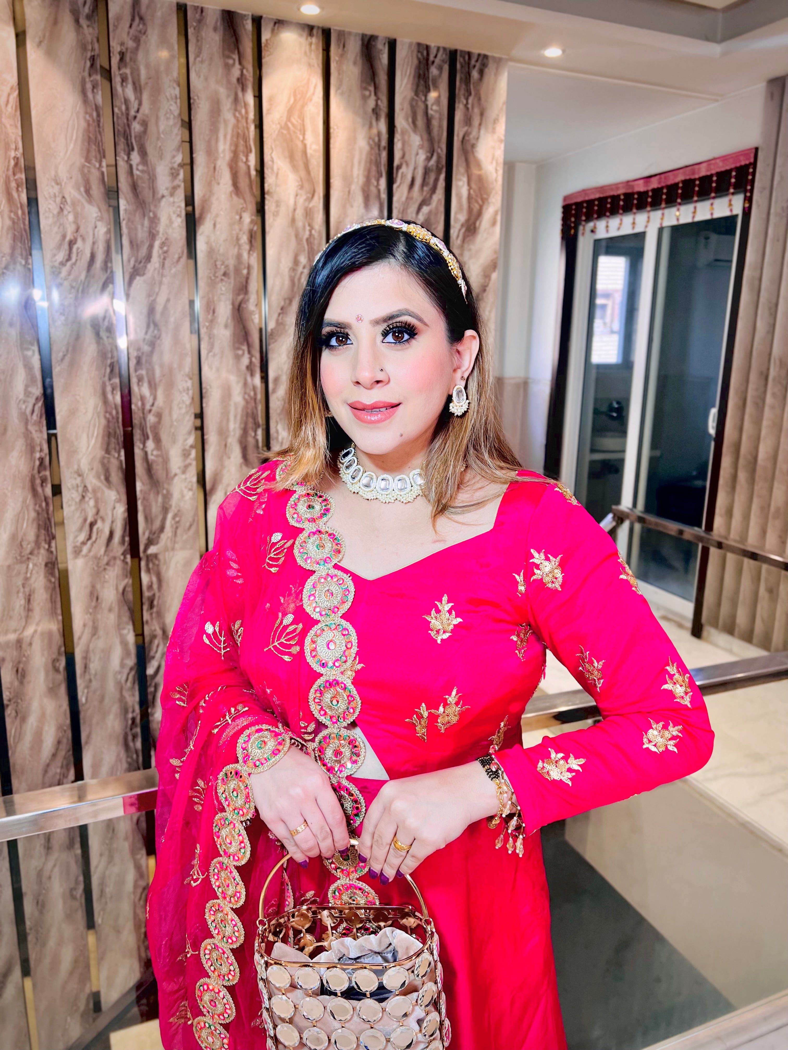 Hot Pink Crepe Anarkali