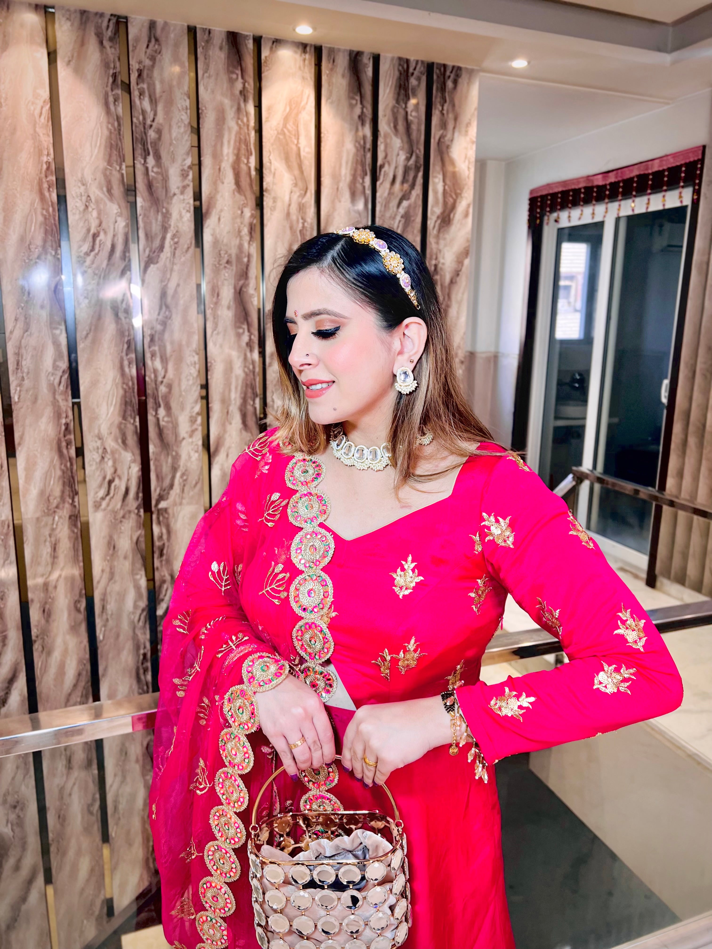 Hot Pink Crepe Anarkali