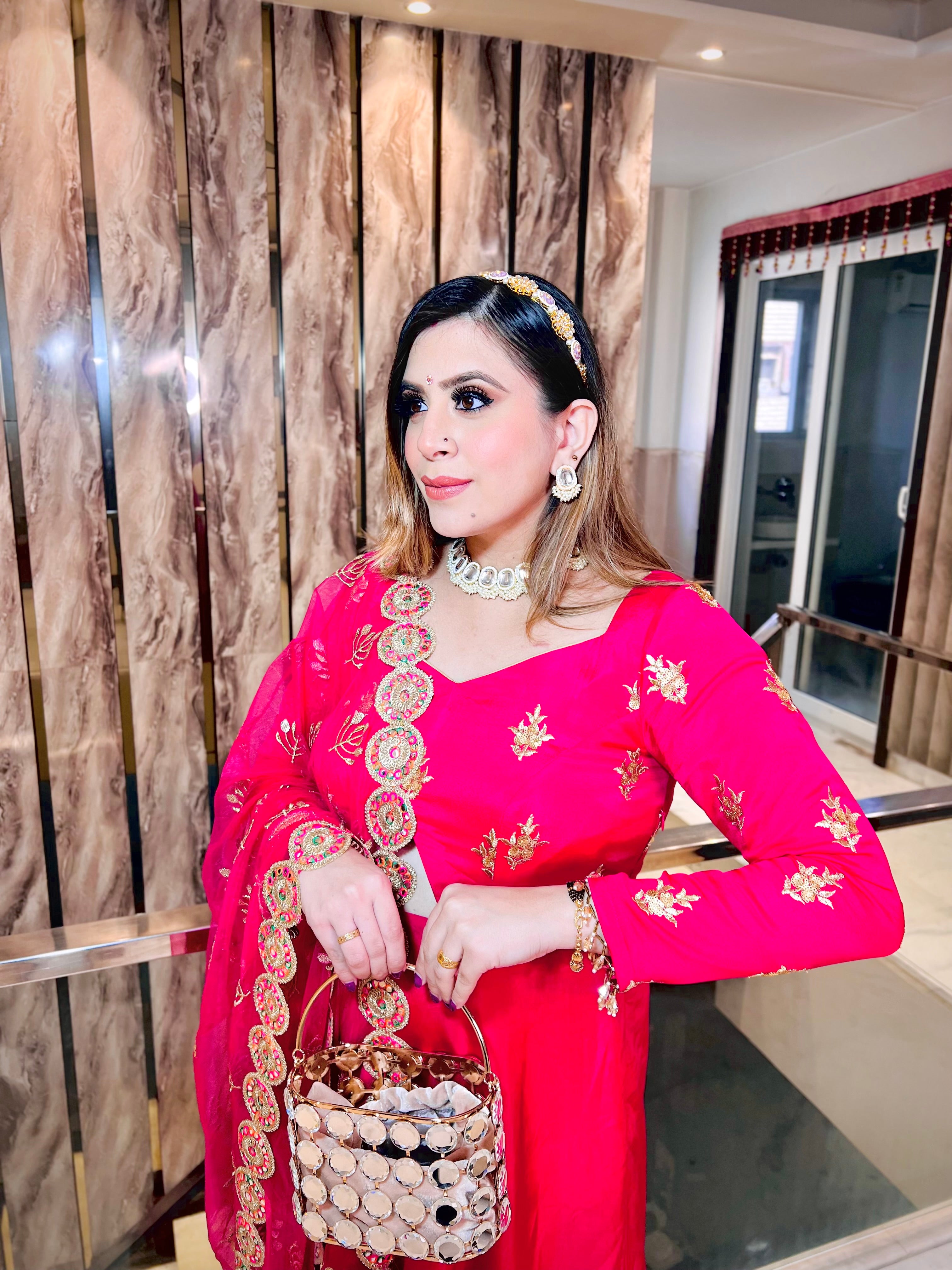 Hot Pink Crepe Anarkali