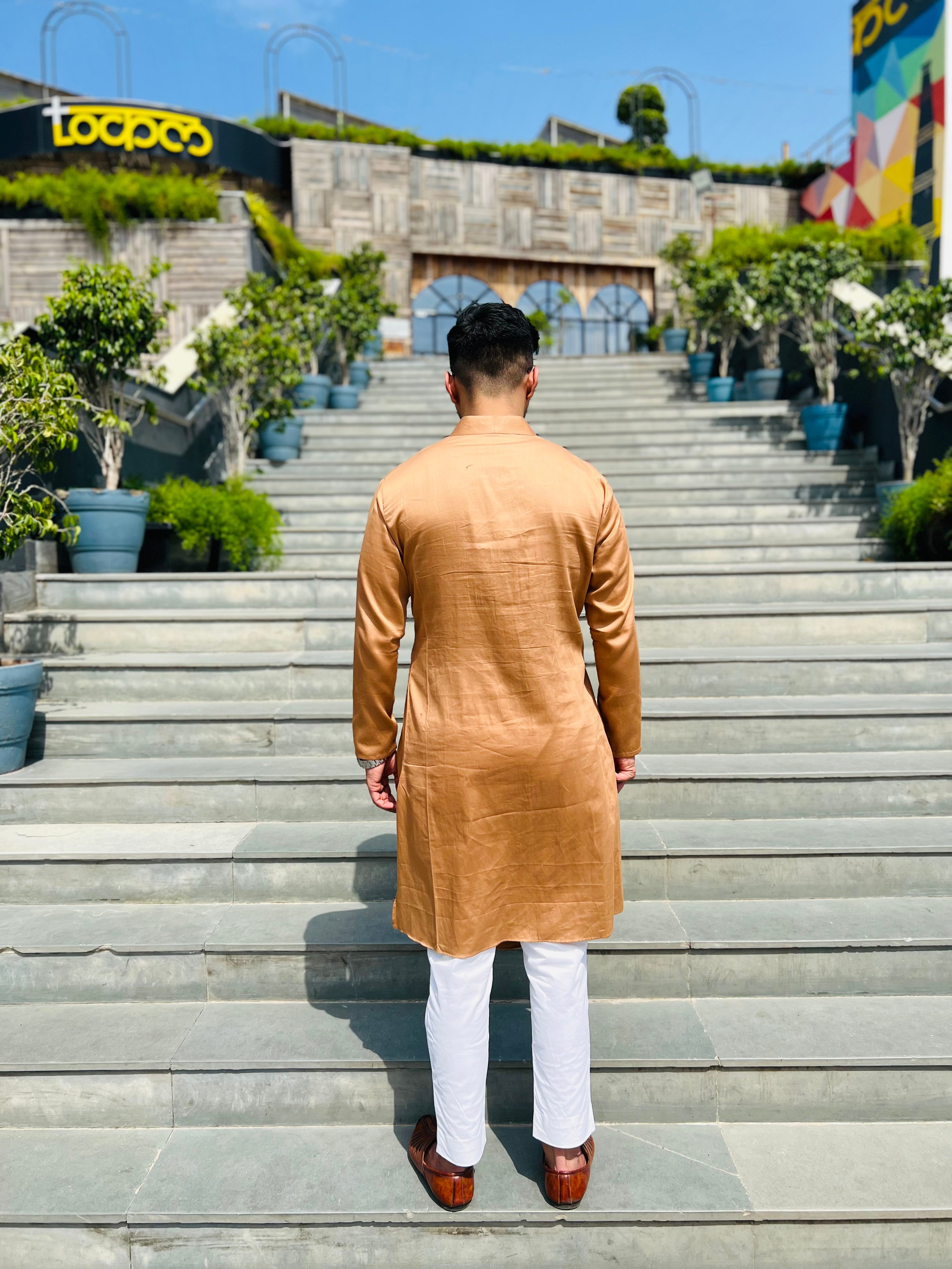 Menswear Brown Drape Kurta
