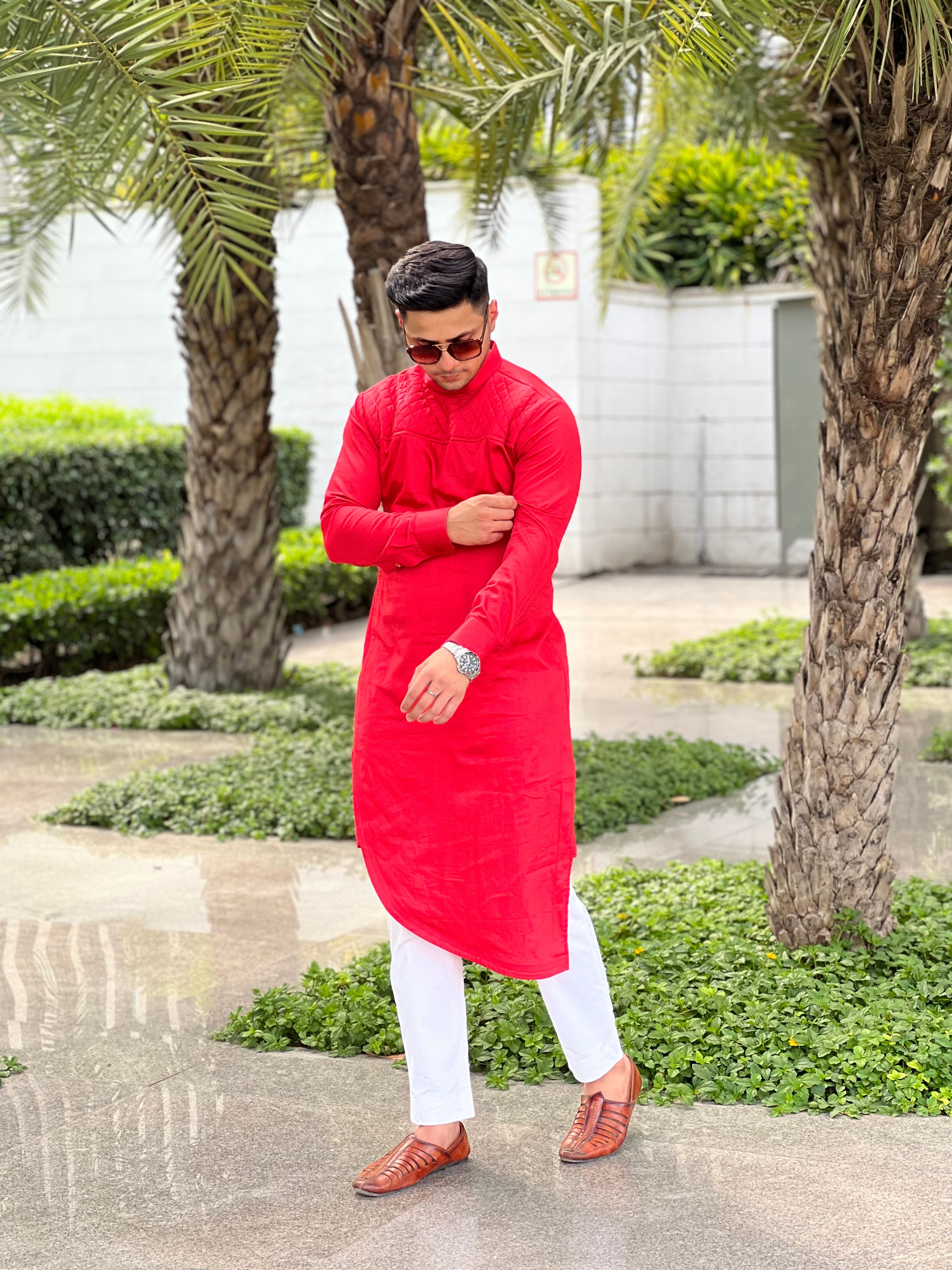 Crimson Red Menswear Kurta