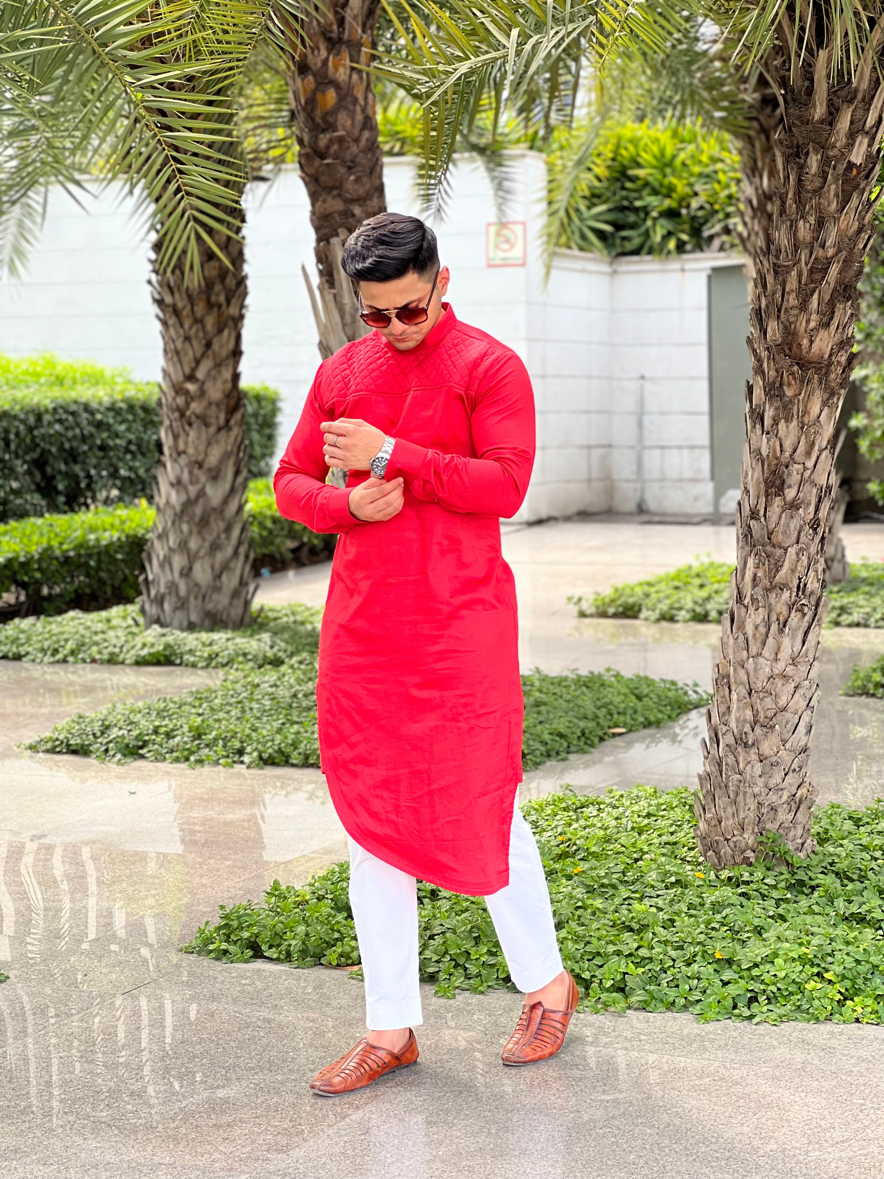 Crimson Red Menswear Kurta