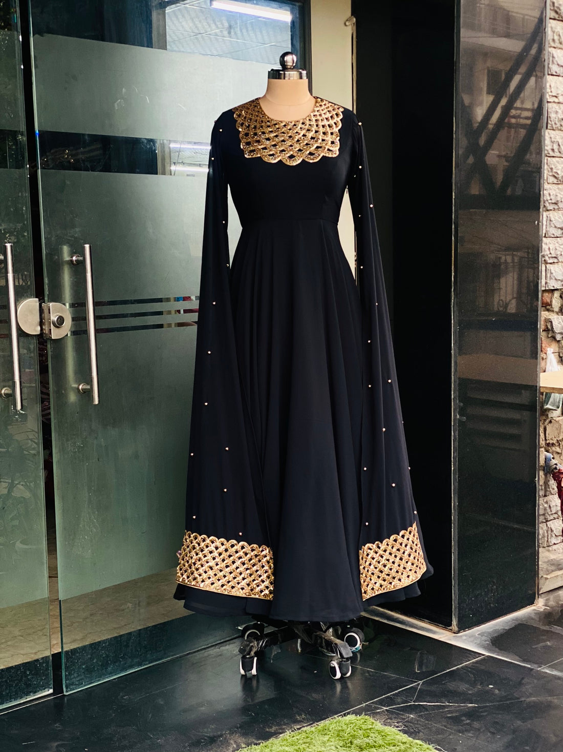 Black Embroidered Gown