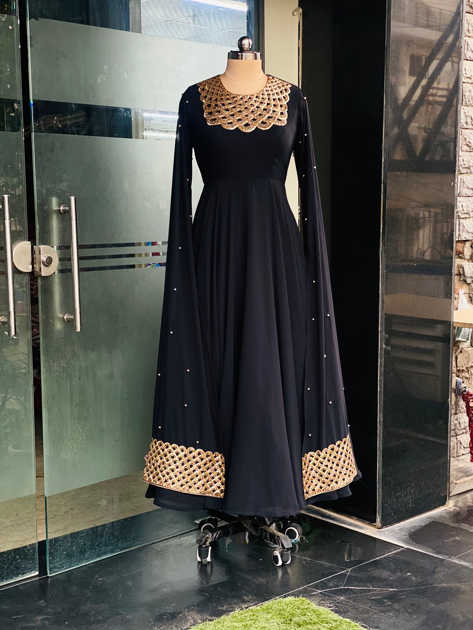 Black Embroidered Gown