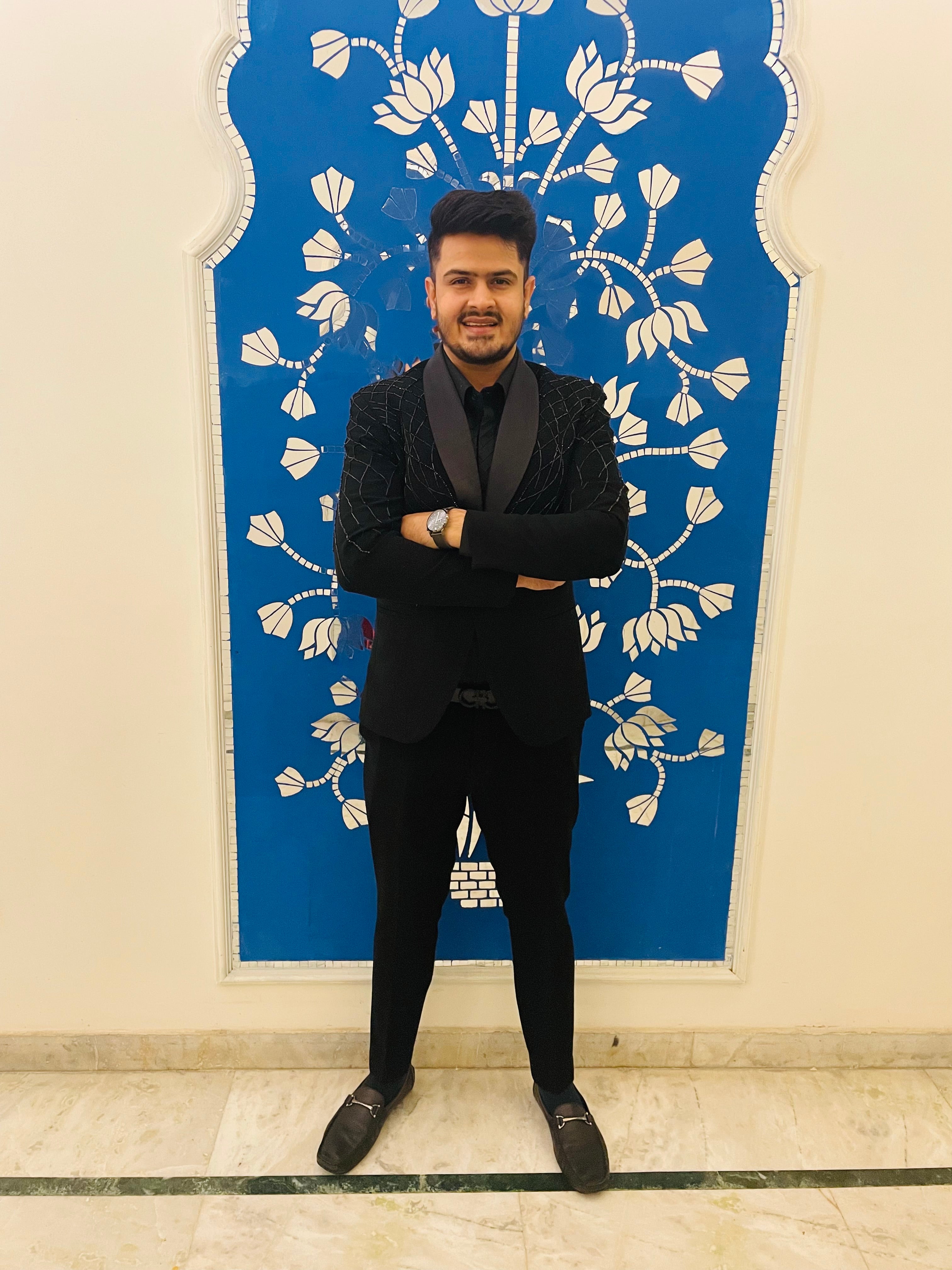 Black Embroidered Blazer Set