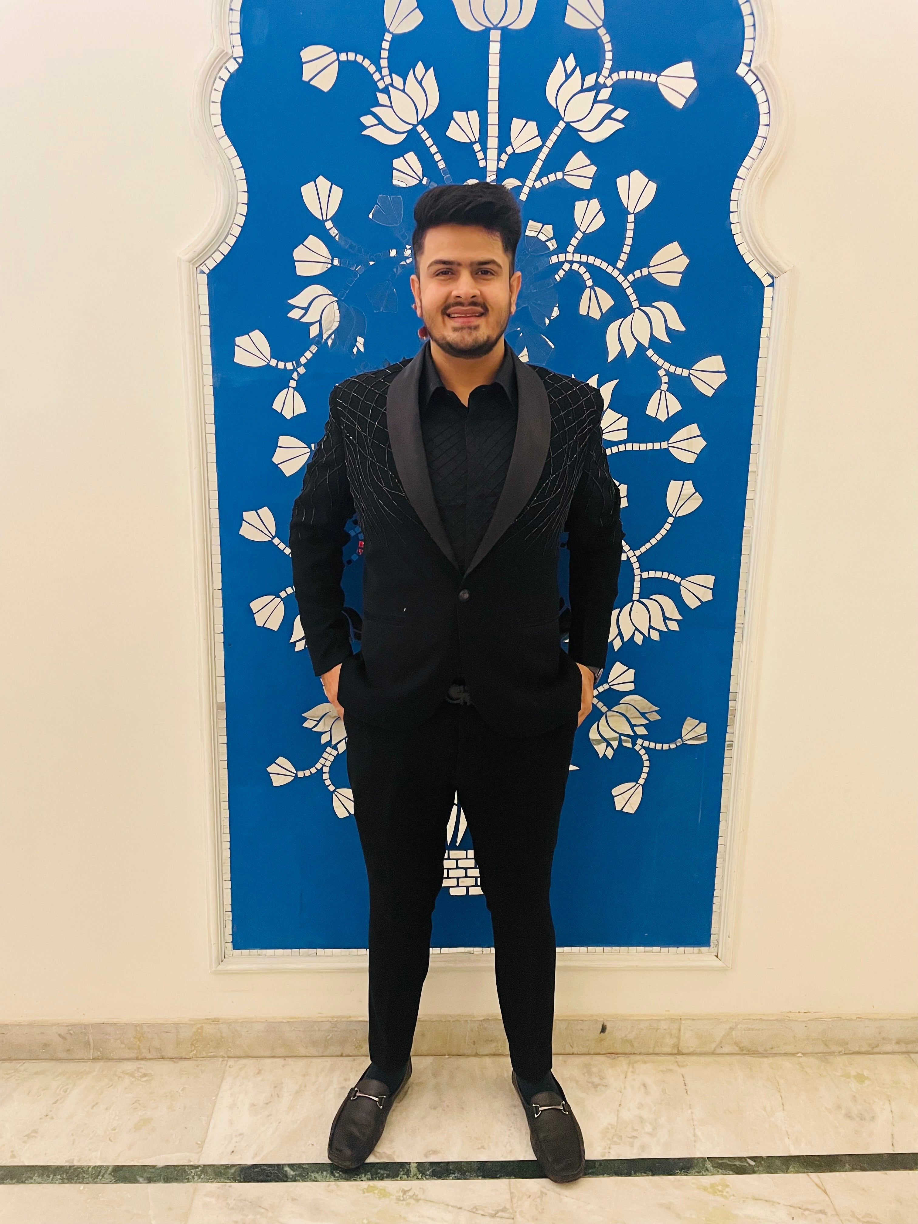 Black Embroidered Blazer Set