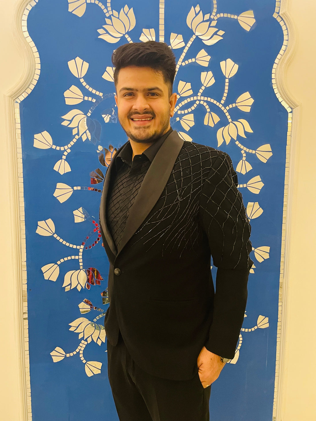 Black Embroidered Blazer Set