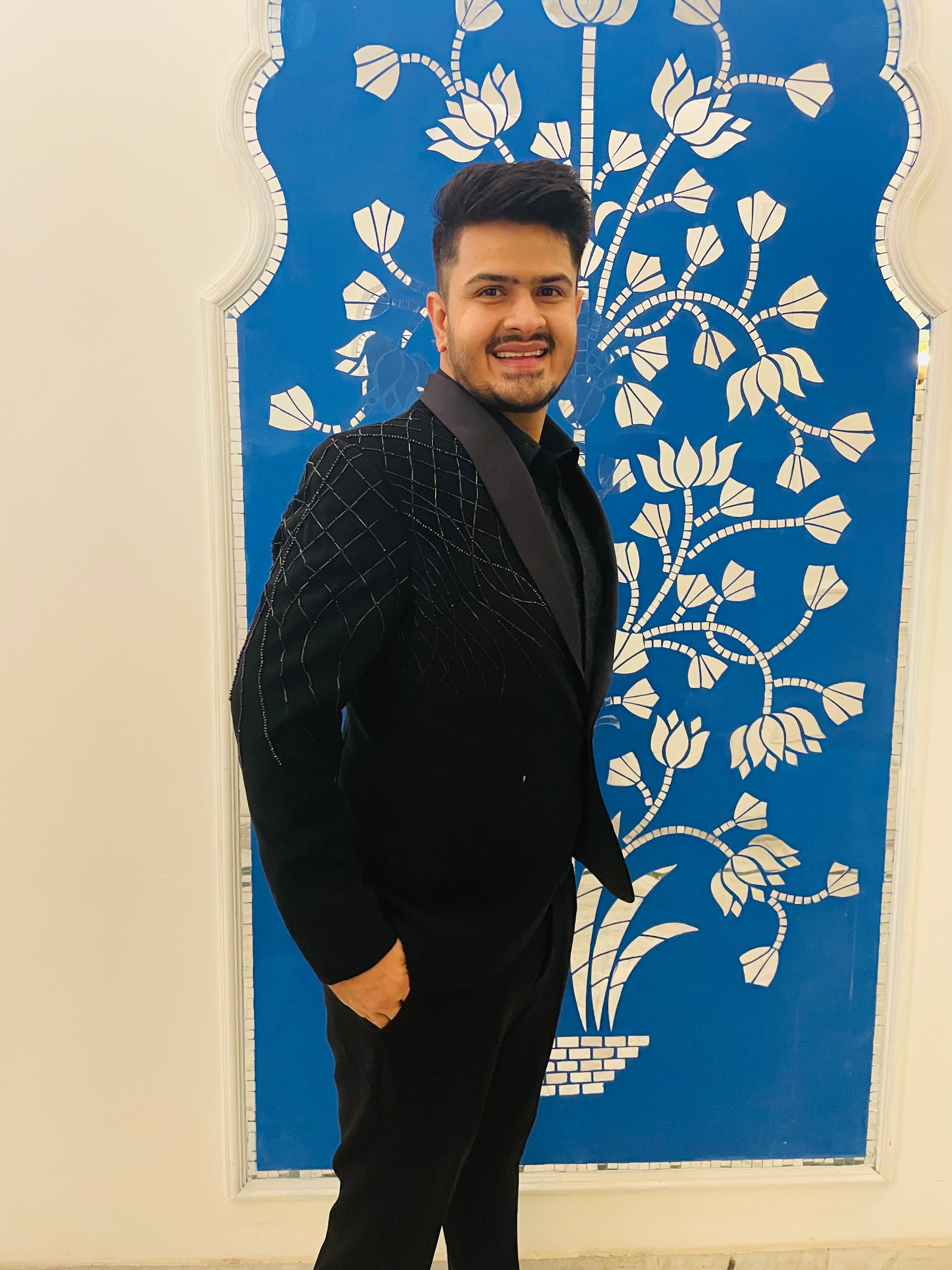 Black Embroidered Blazer Set