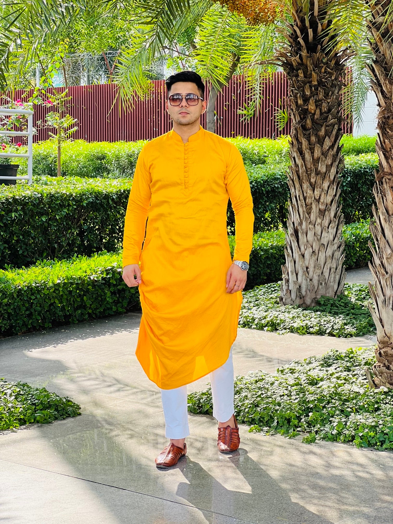Menswear Yellow Draped Kurta