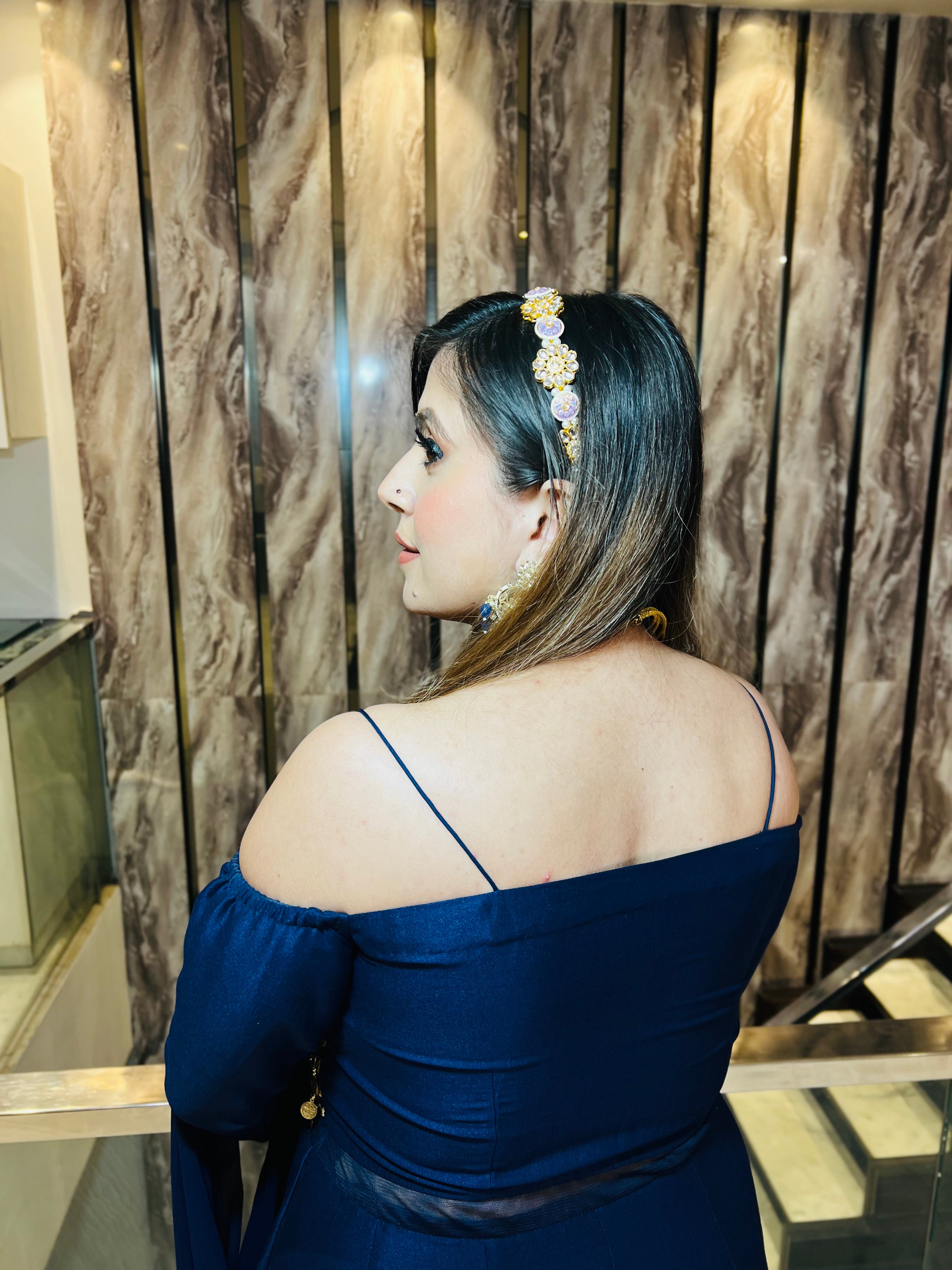 Navy Blue Silk Anarkali