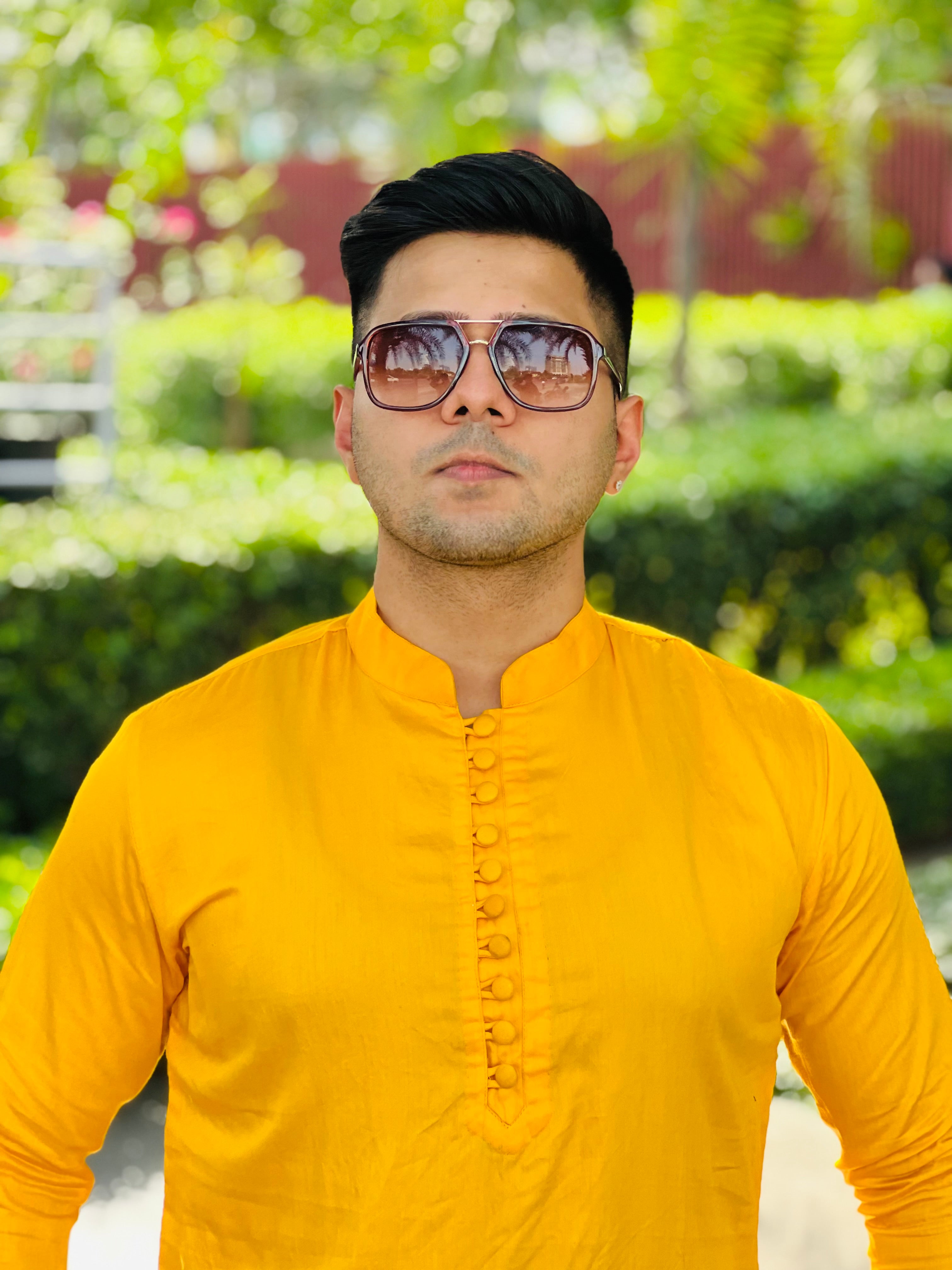 Menswear Yellow Draped Kurta