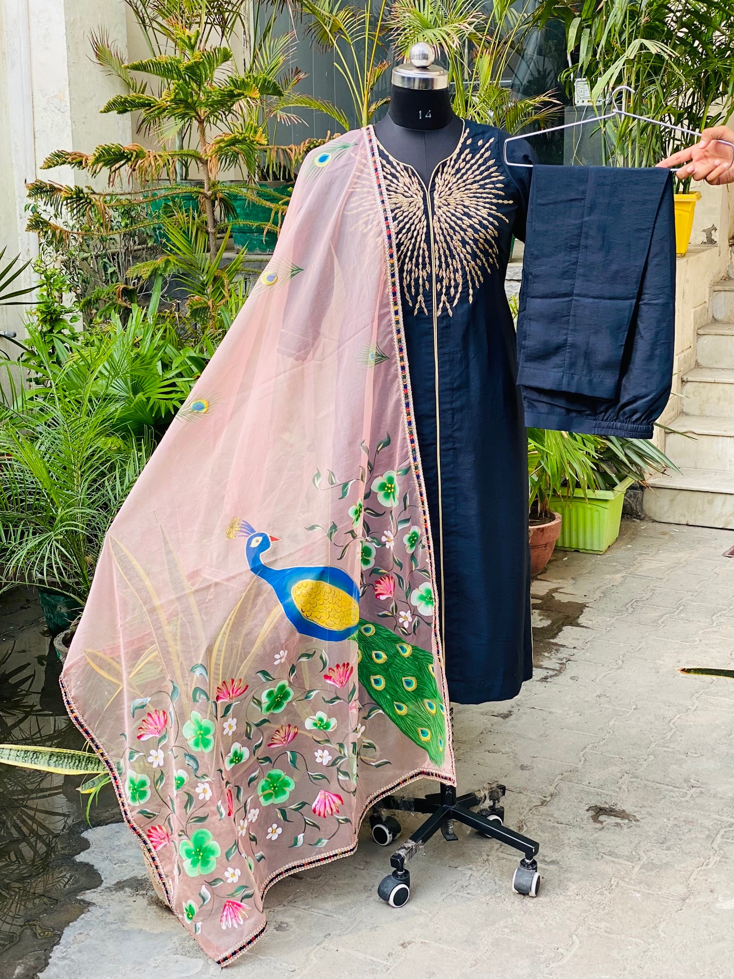 Navy Blue Suit With Dupatta