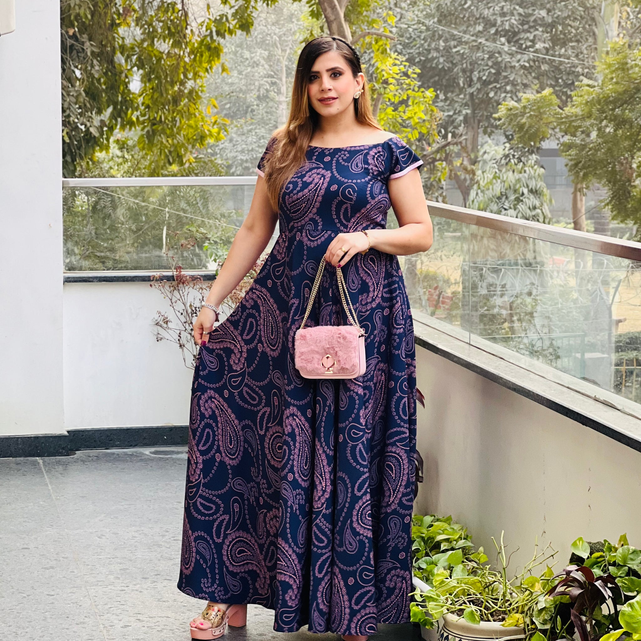 Navy Blue Paisley Maxi