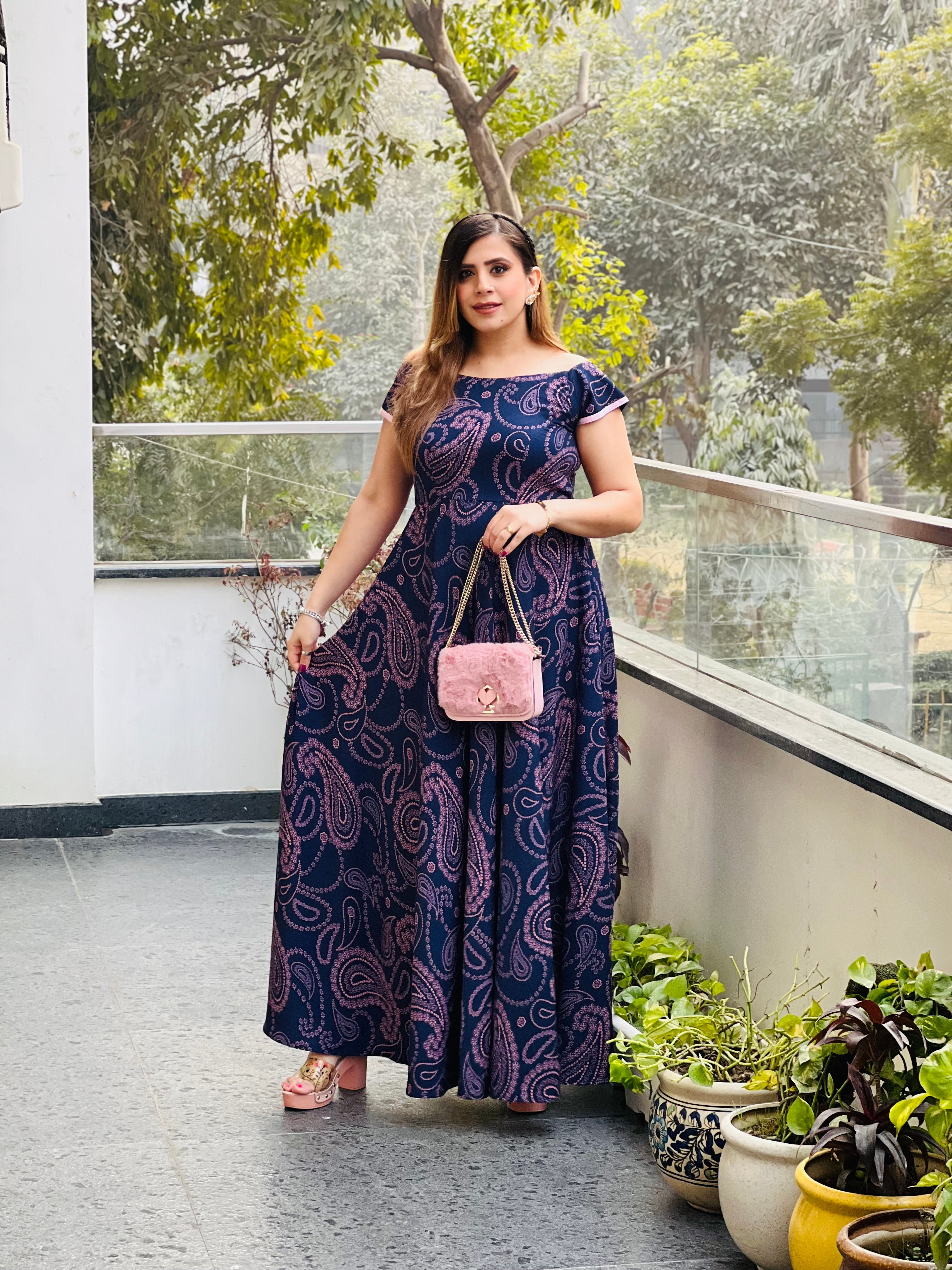 Navy Blue Paisley Maxi