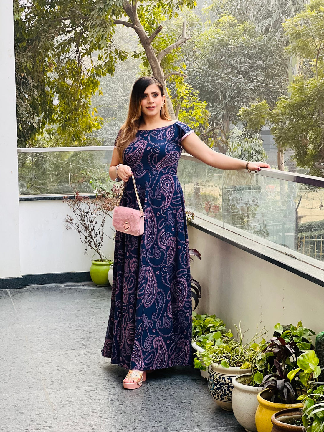 Navy Blue Paisley Maxi