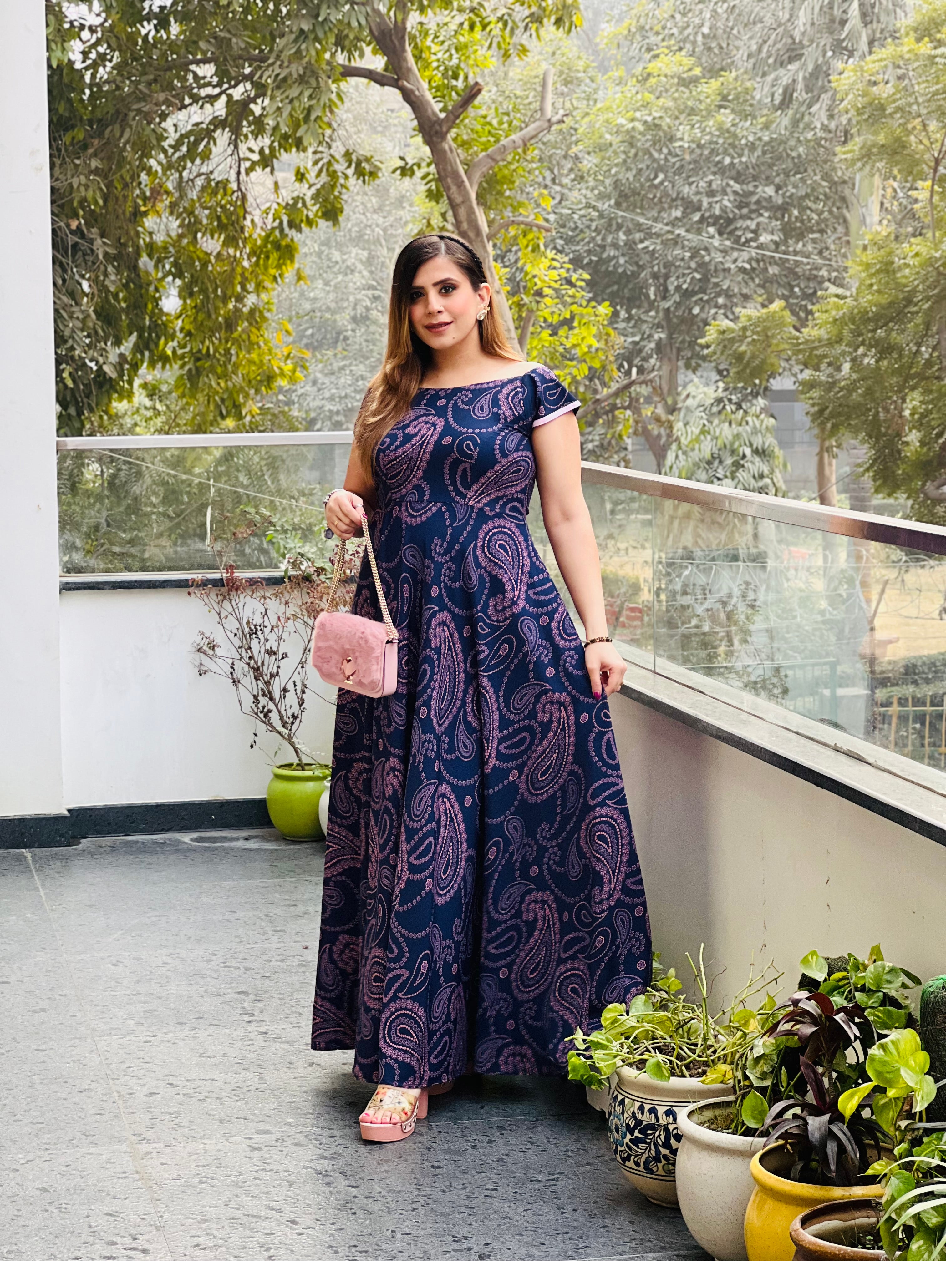 Navy Blue Paisley Maxi