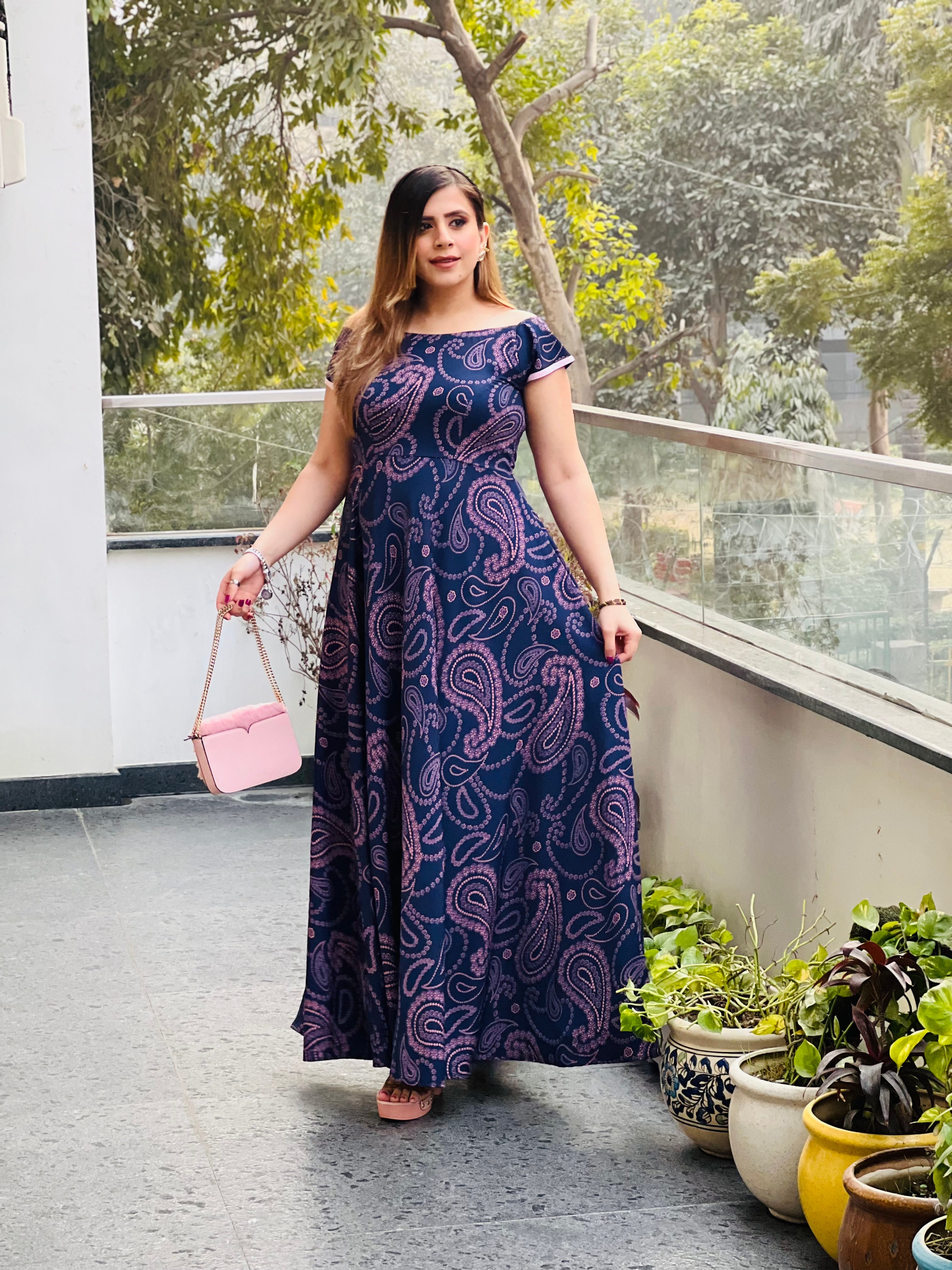 Navy Blue Paisley Maxi