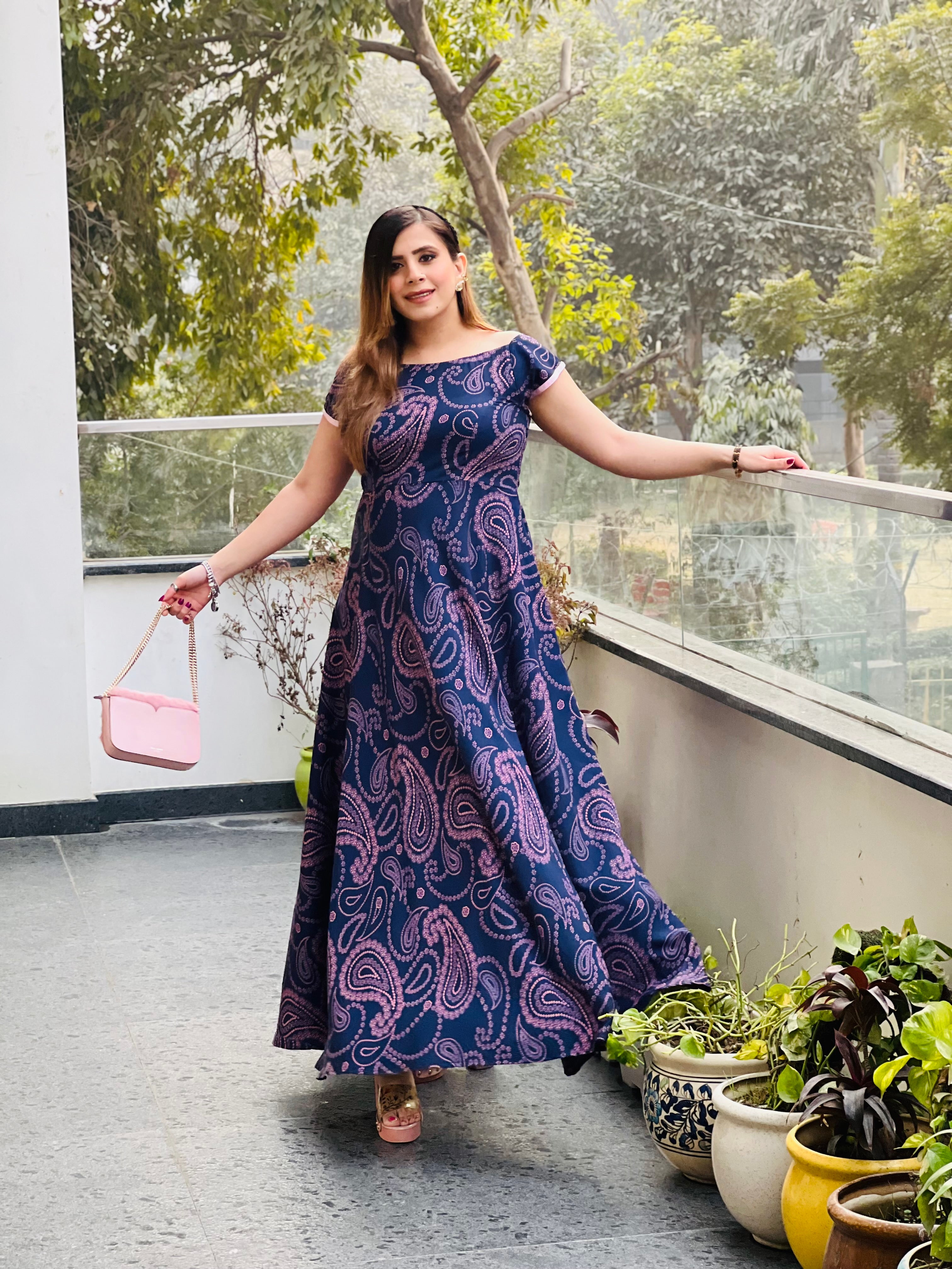 Navy Blue Paisley Maxi