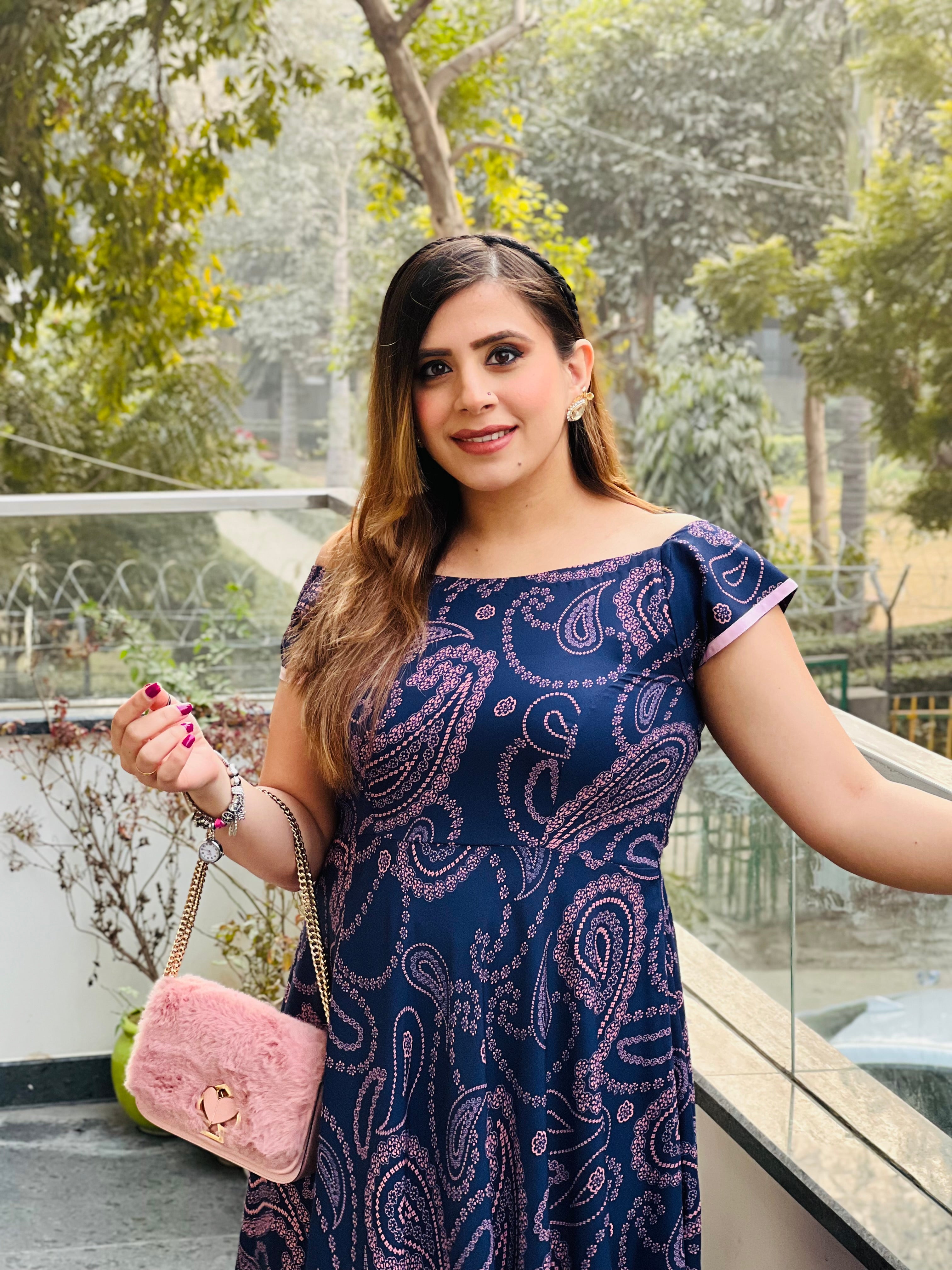 Navy Blue Paisley Maxi